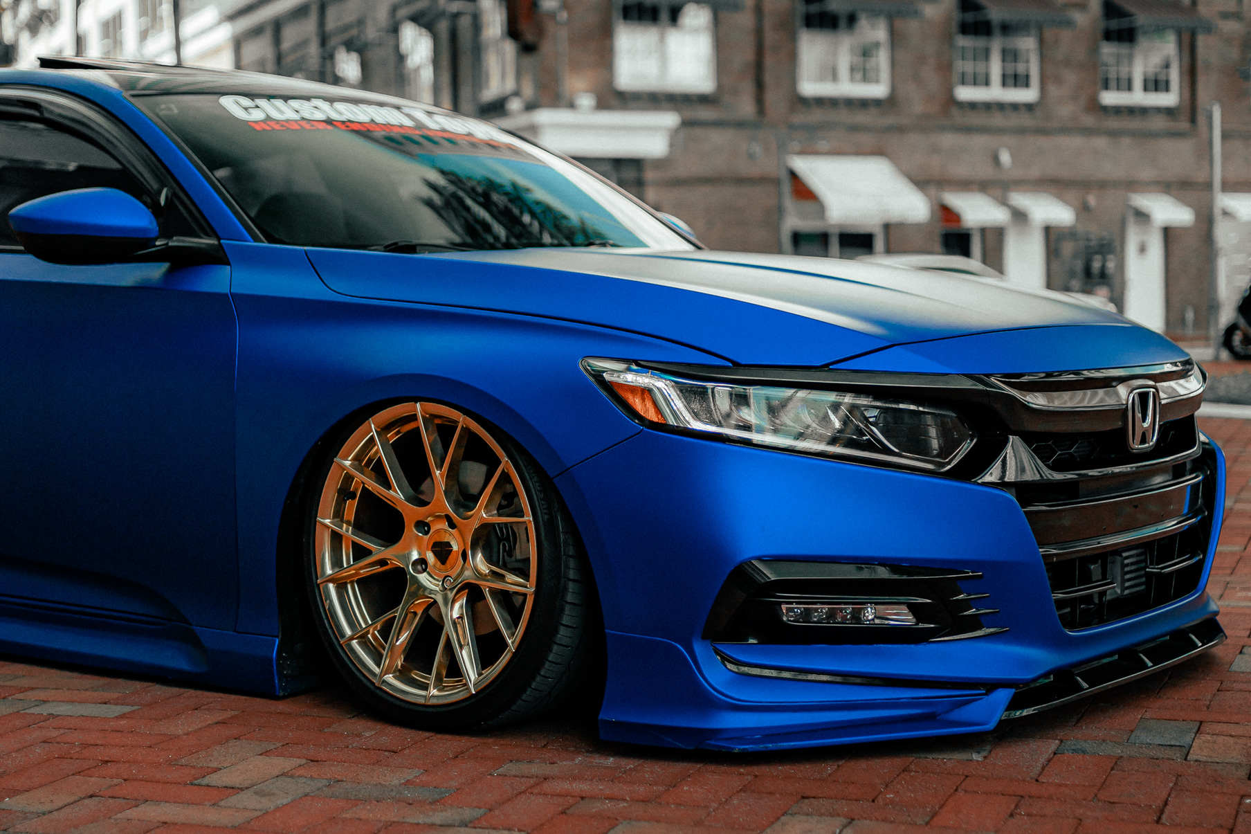 A 2018 Honda Accord Sport on 20 Inch Blaque Diamond BD-F18 Polished Rose Gold Wheels