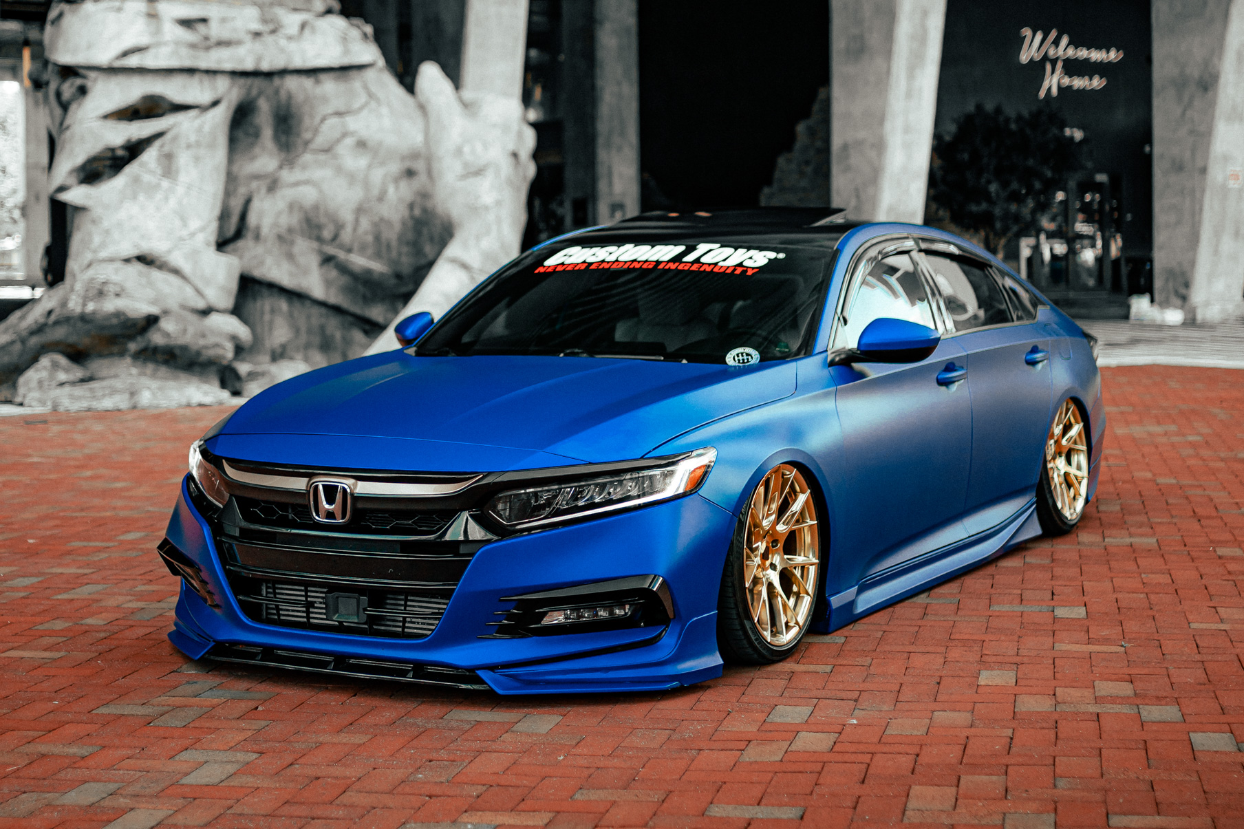 A 2018 Honda Accord Sport on 20 Inch Blaque Diamond BD-F18 Polished Rose Gold Wheels