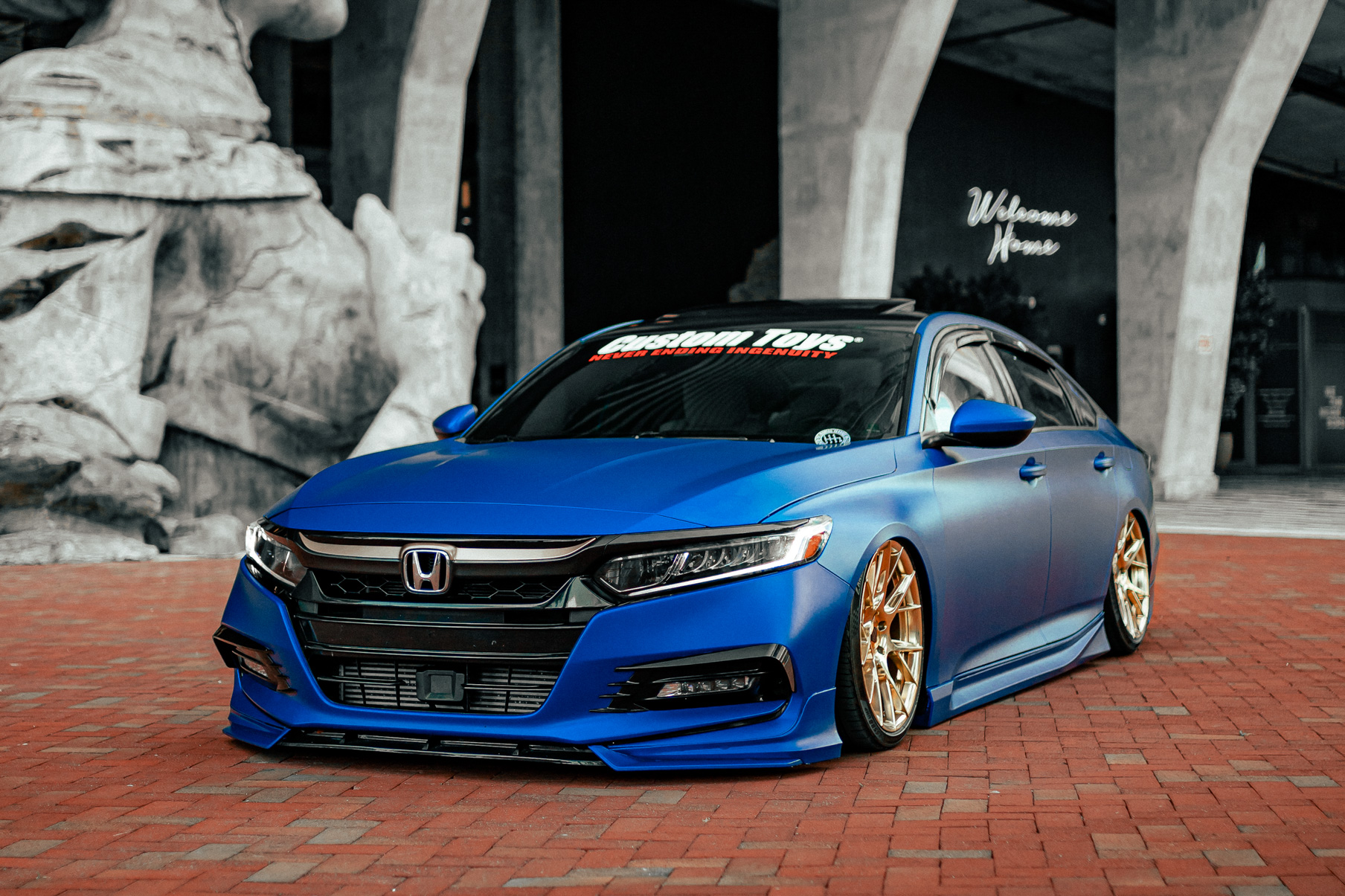 A 2018 Honda Accord Sport on 20 Inch Blaque Diamond BD-F18 Polished Rose Gold Wheels