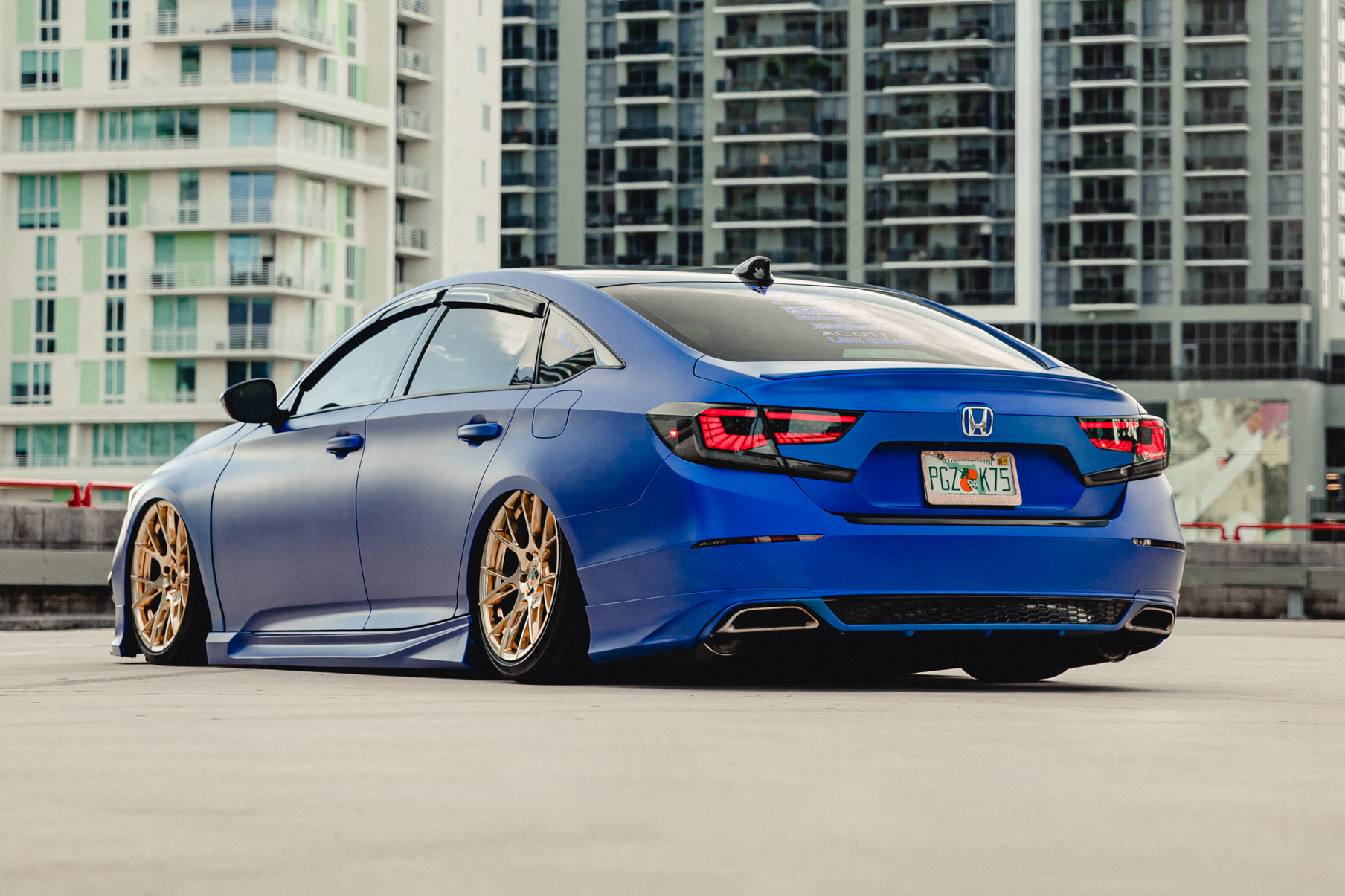 A 2018 Honda Accord Sport on 20 Inch Blaque Diamond BD-F18 Polished Rose Gold Wheels