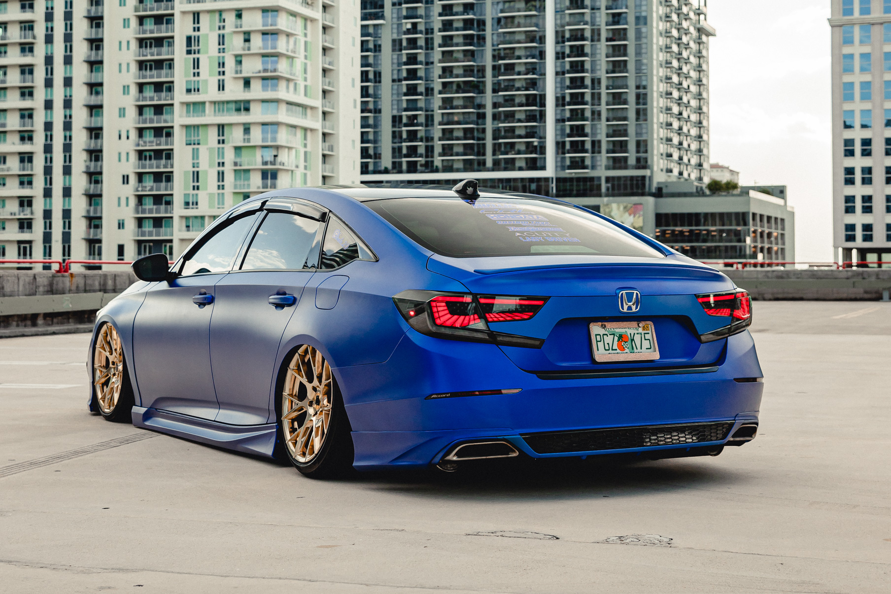 A 2018 Honda Accord Sport on 20 Inch Blaque Diamond BD-F18 Polished Rose Gold Wheels