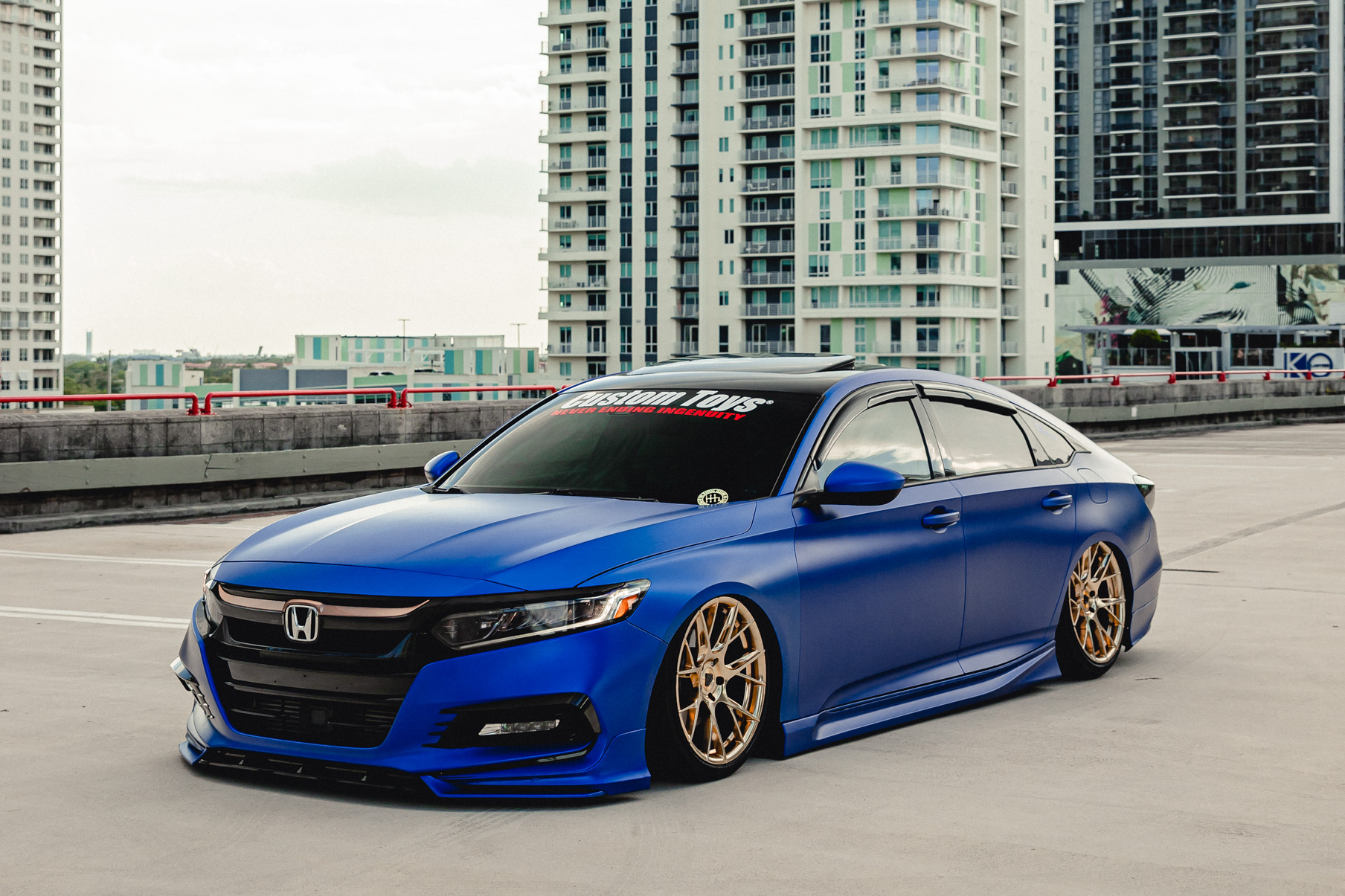 A 2018 Honda Accord Sport on 20 Inch Blaque Diamond BD-F18 Polished Rose Gold Wheels