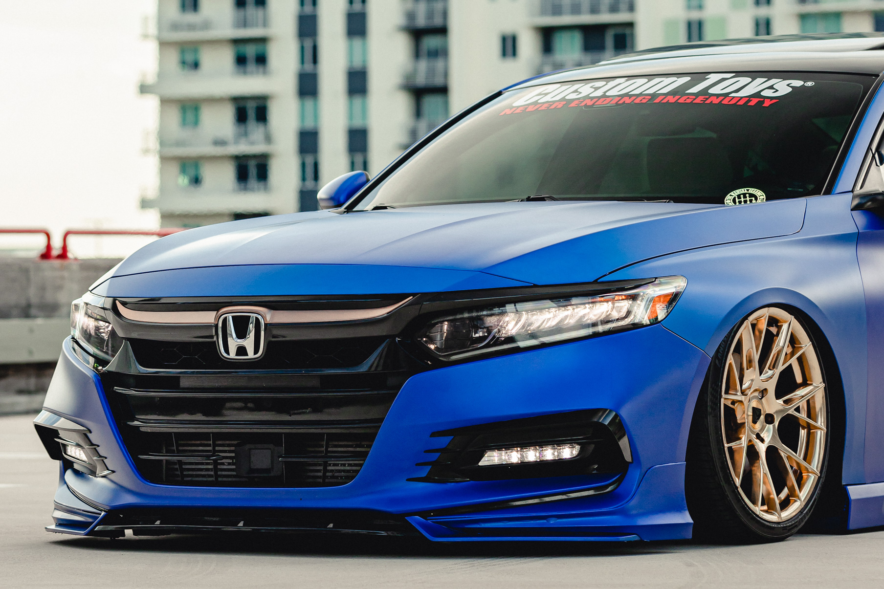 A 2018 Honda Accord Sport on 20 Inch Blaque Diamond BD-F18 Polished Rose Gold Wheels