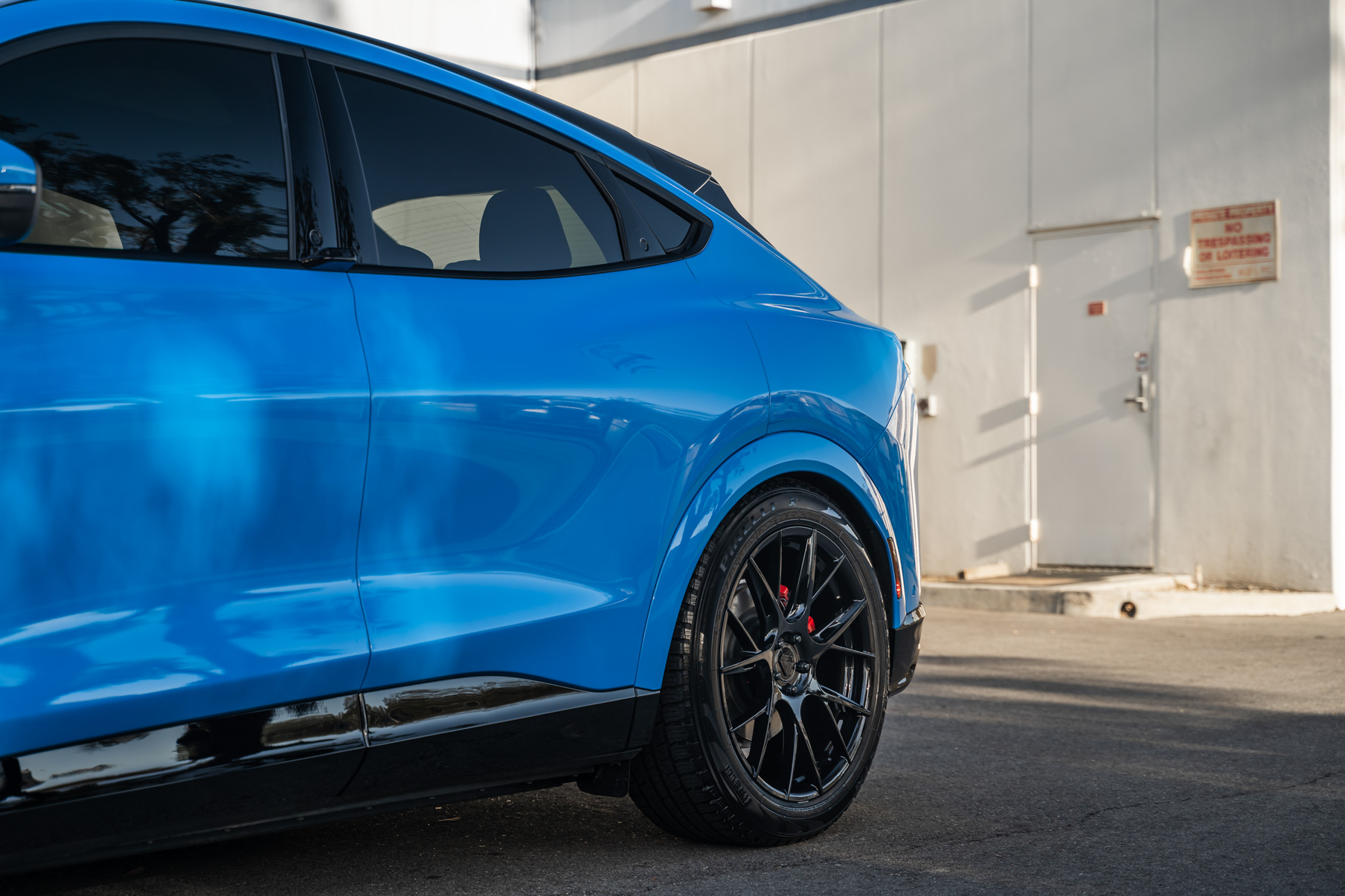 A 2021 Ford Mustang Mach E on Blaque Diamond BD-F18 Gloss Black Wheels