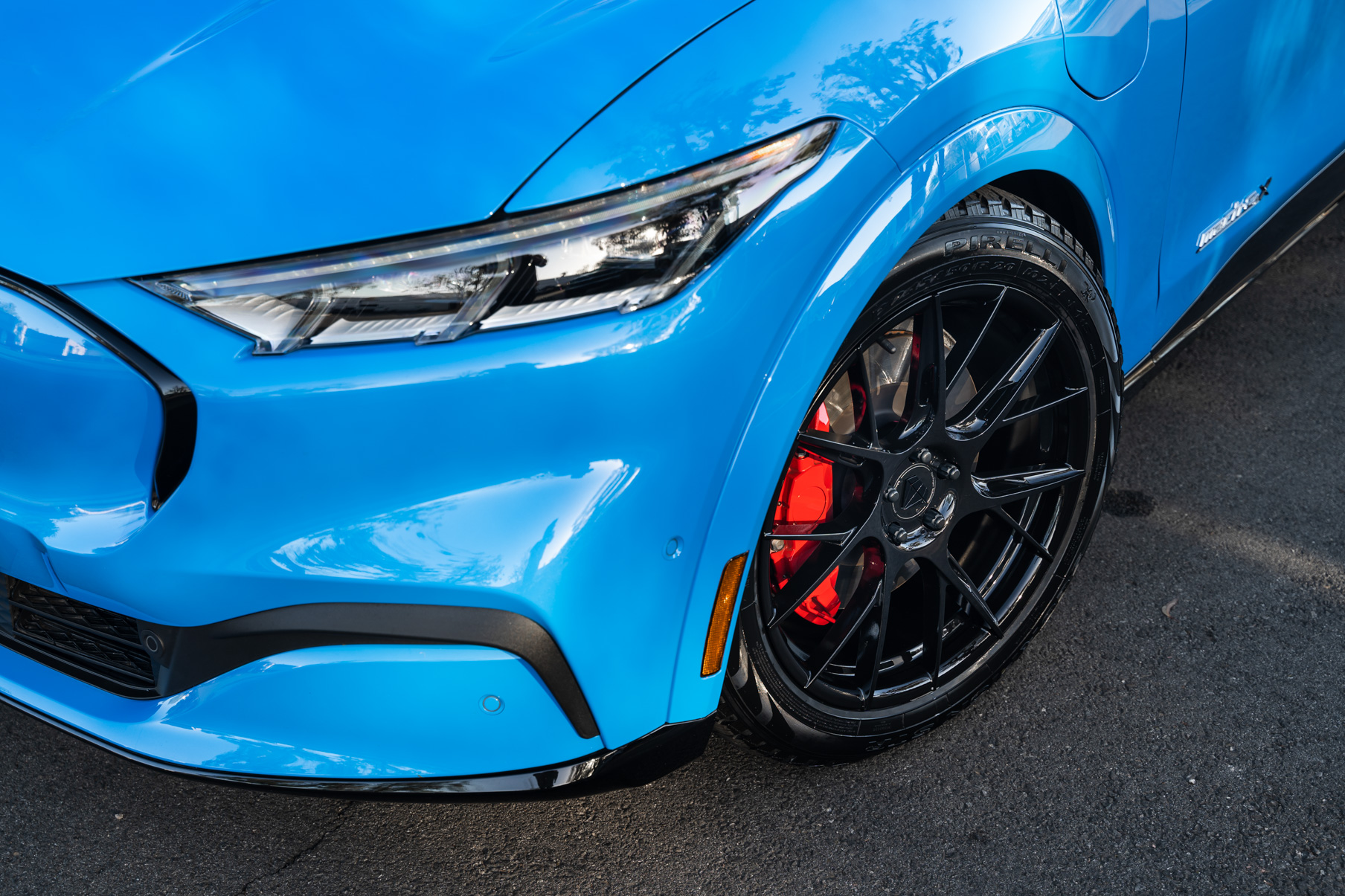 A 2021 Ford Mustang Mach E on Blaque Diamond BD-F18 Gloss Black Wheels