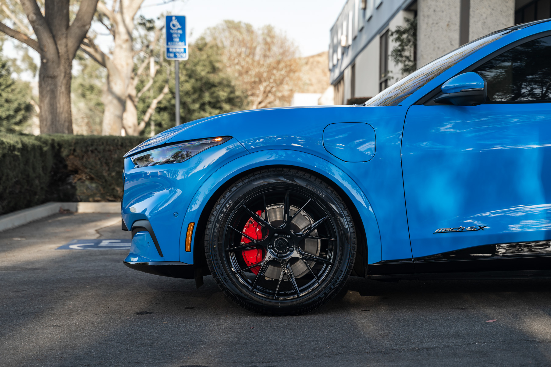 A 2021 Ford Mustang Mach E on Blaque Diamond BD-F18 Gloss Black Wheels