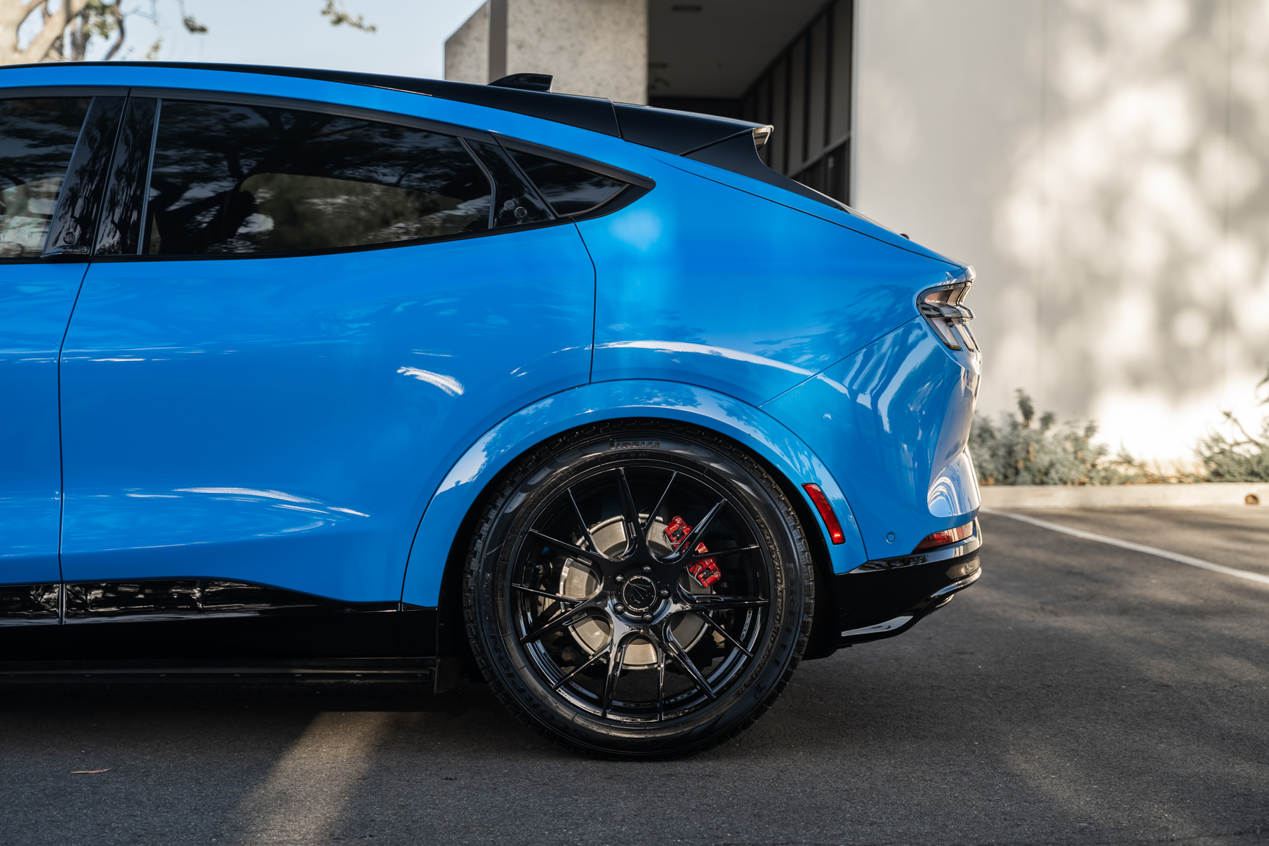 A 2021 Ford Mustang Mach E on Blaque Diamond BD-F18 Gloss Black Wheels