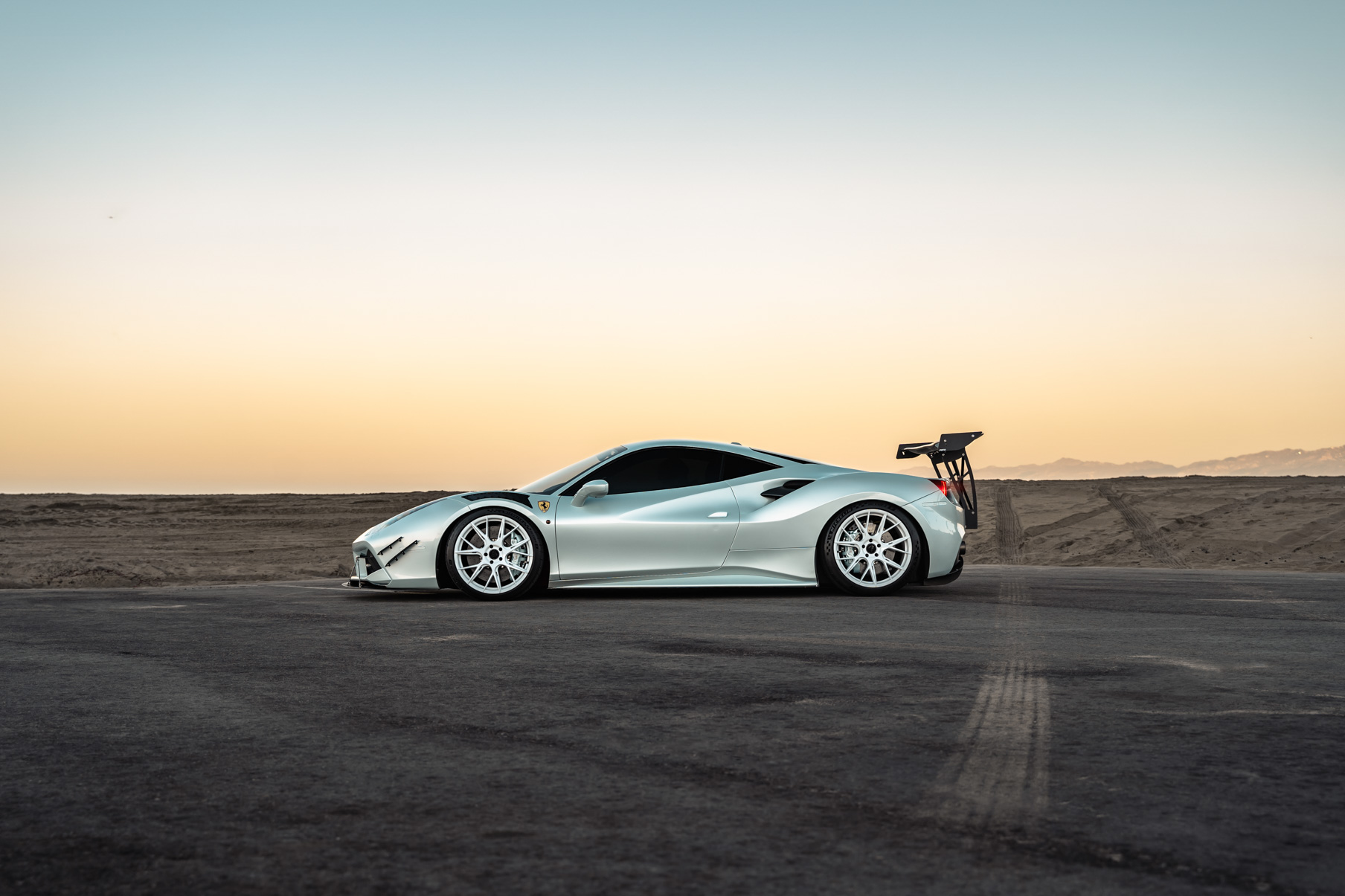 A 2018 Ferrari 488 on 20 Inch Blaque Diamond BD-F18 Gloss White Wheels