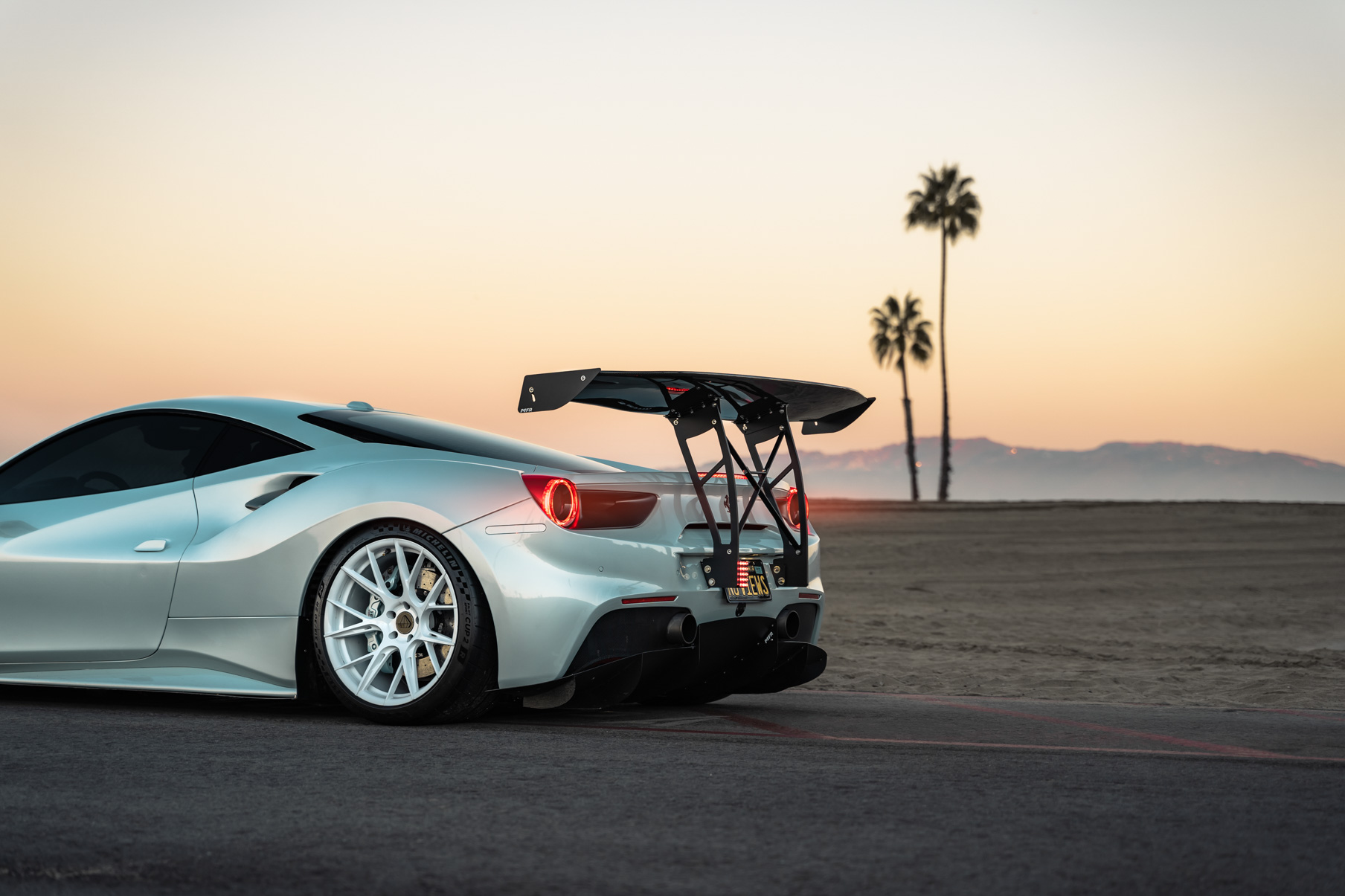 A 2018 Ferrari 488 on 20 Inch Blaque Diamond BD-F18 Gloss White Wheels