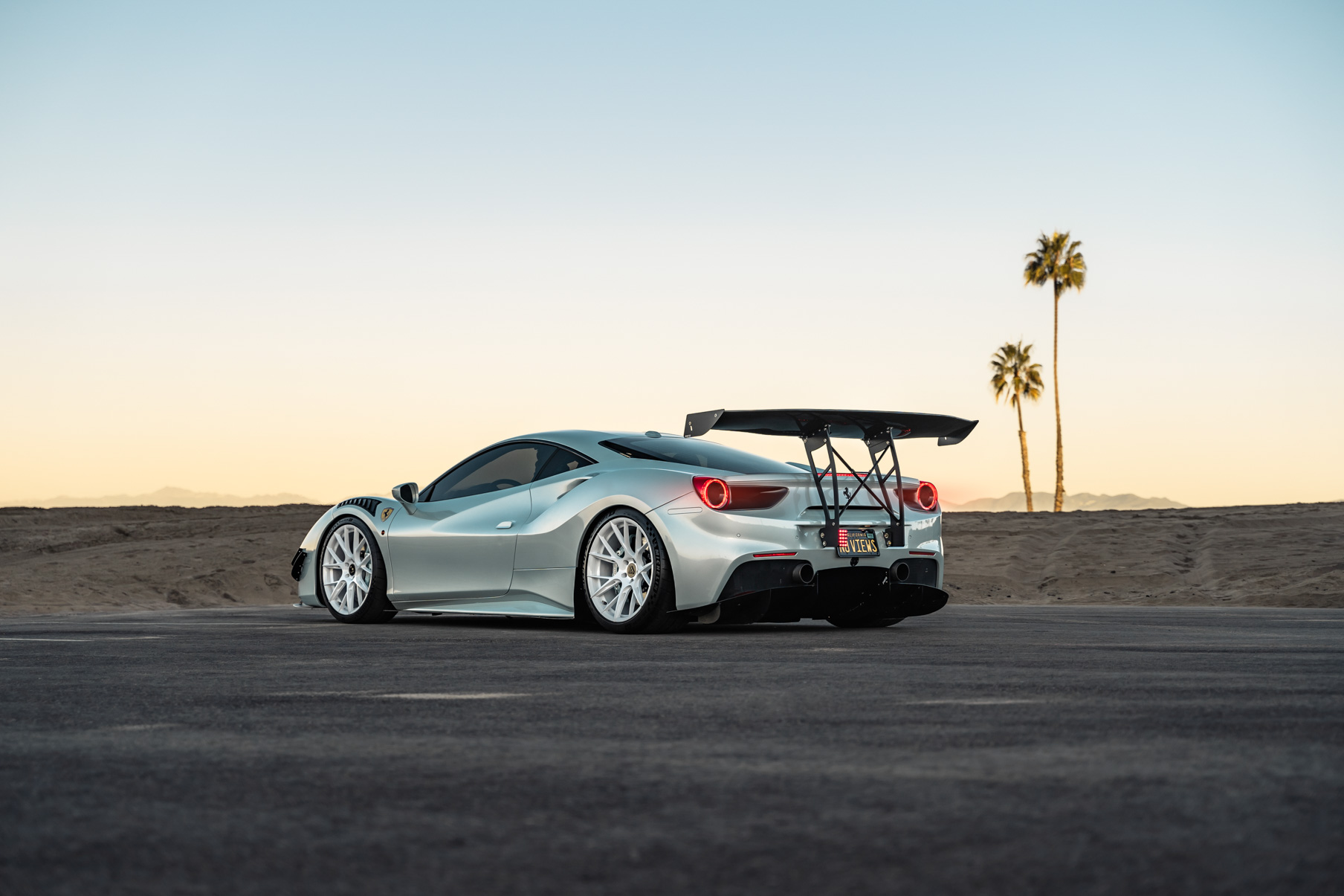 A 2018 Ferrari 488 on 20 Inch Blaque Diamond BD-F18 Gloss White Wheels