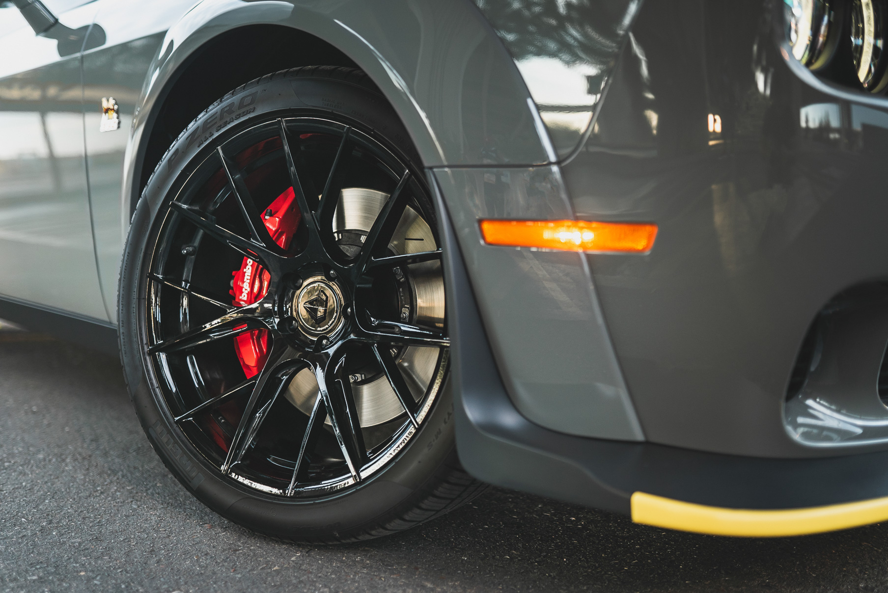 A 2018 Dodge Challenger RT on 20 Inch Blaque Diamond BD-F18 Gloss Black Wheels