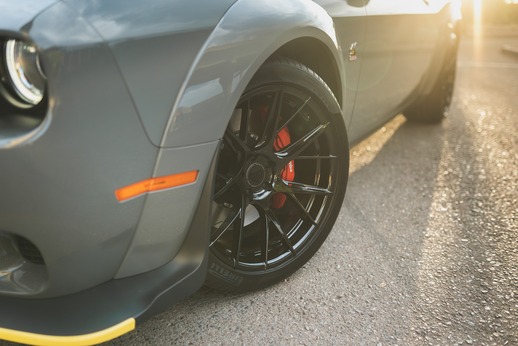 A 2018 Dodge Challenger RT on 20 Inch Blaque Diamond BD-F18 Gloss Black Wheels