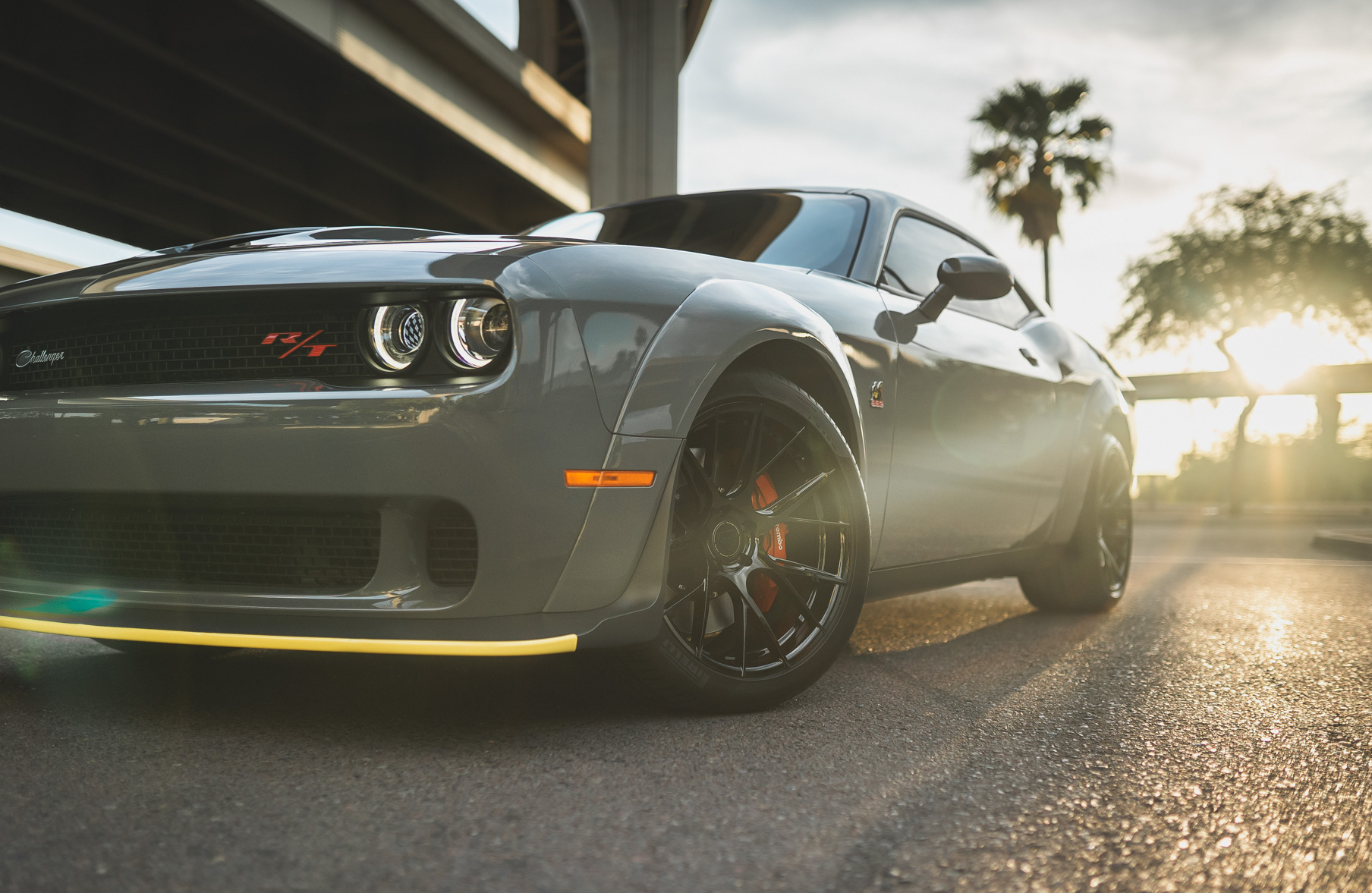 A 2018 Dodge Challenger RT on 20 Inch Blaque Diamond BD-F18 Gloss Black Wheels