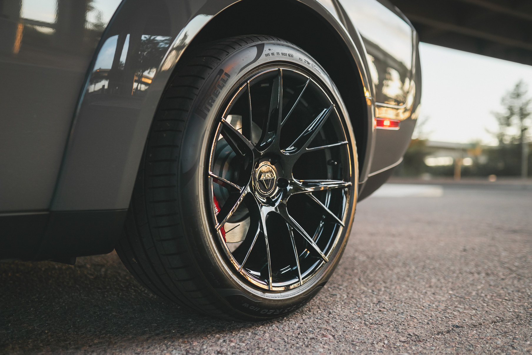 A 2018 Dodge Challenger RT on 20 Inch Blaque Diamond BD-F18 Gloss Black Wheels