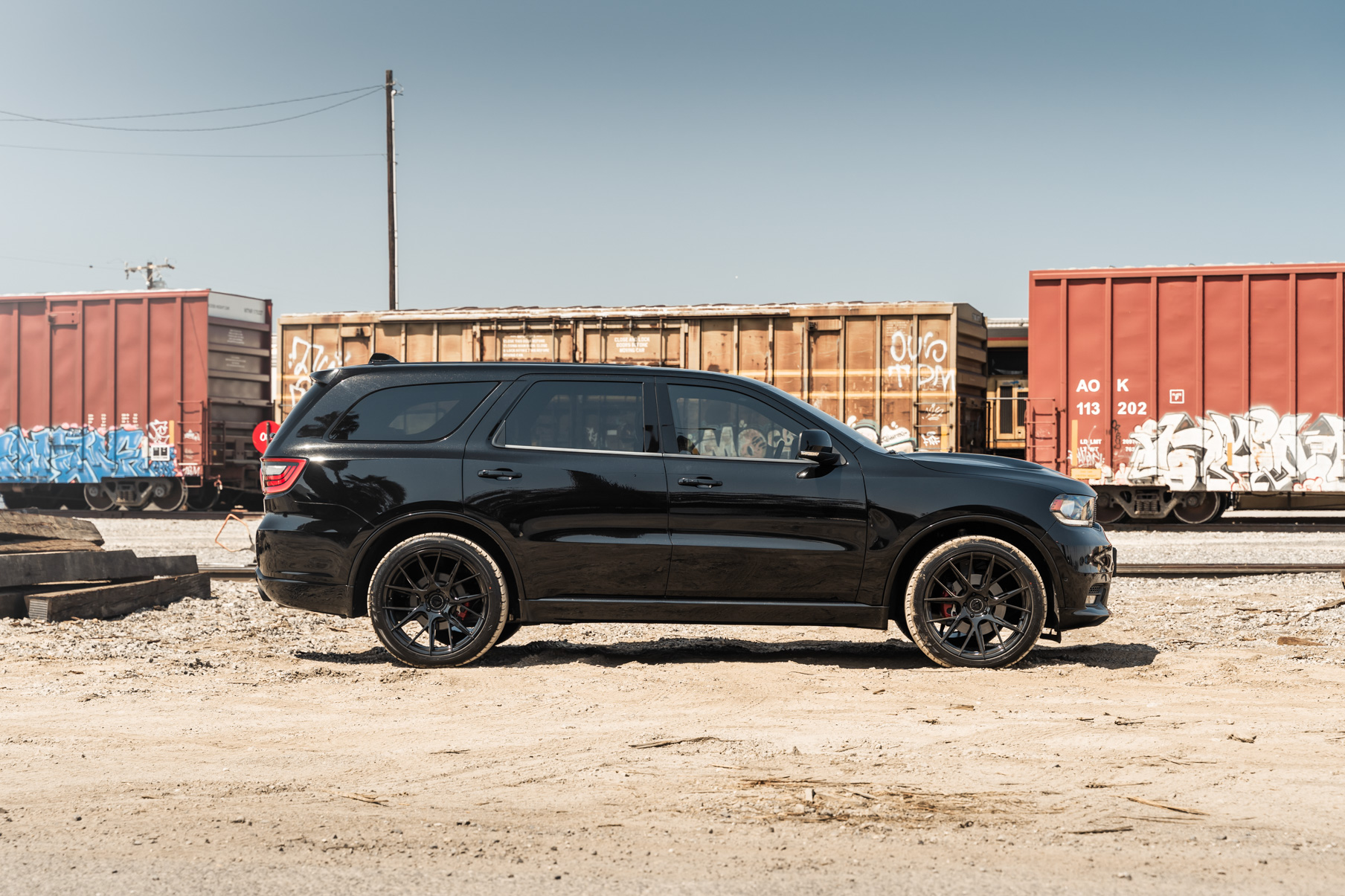 A 2020 Dodge Durango RT on 22 Inch Blaque Diamond BD-F18 on Gloss Black Wheels