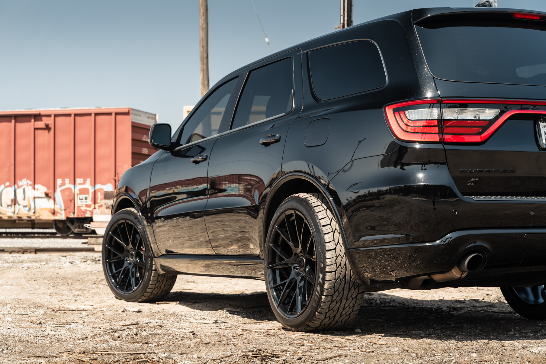 A 2020 Dodge Durango RT on 22 Inch Blaque Diamond BD-F18 on Gloss Black Wheels