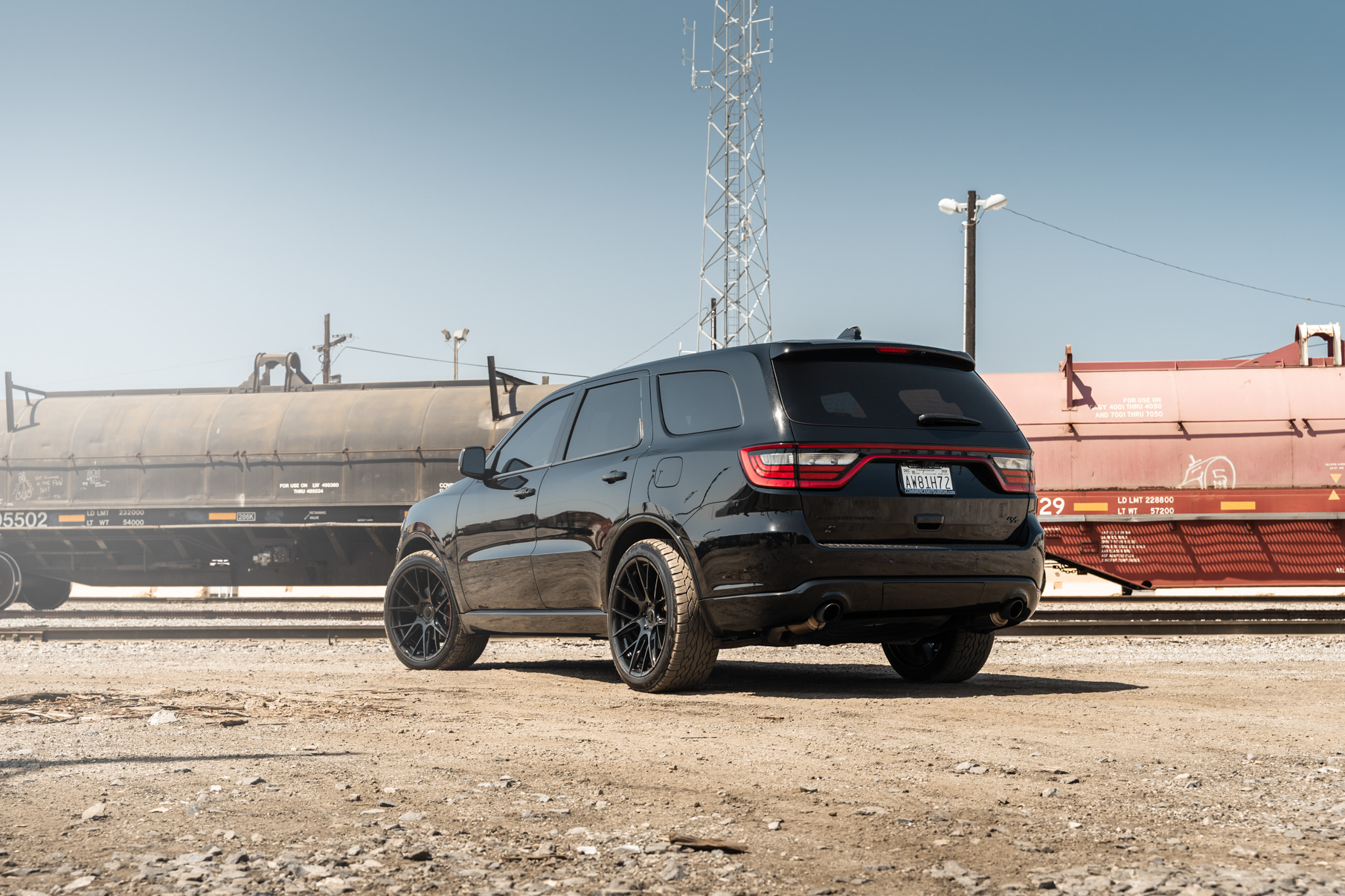 A 2020 Dodge Durango RT on 22 Inch Blaque Diamond BD-F18 on Gloss Black Wheels