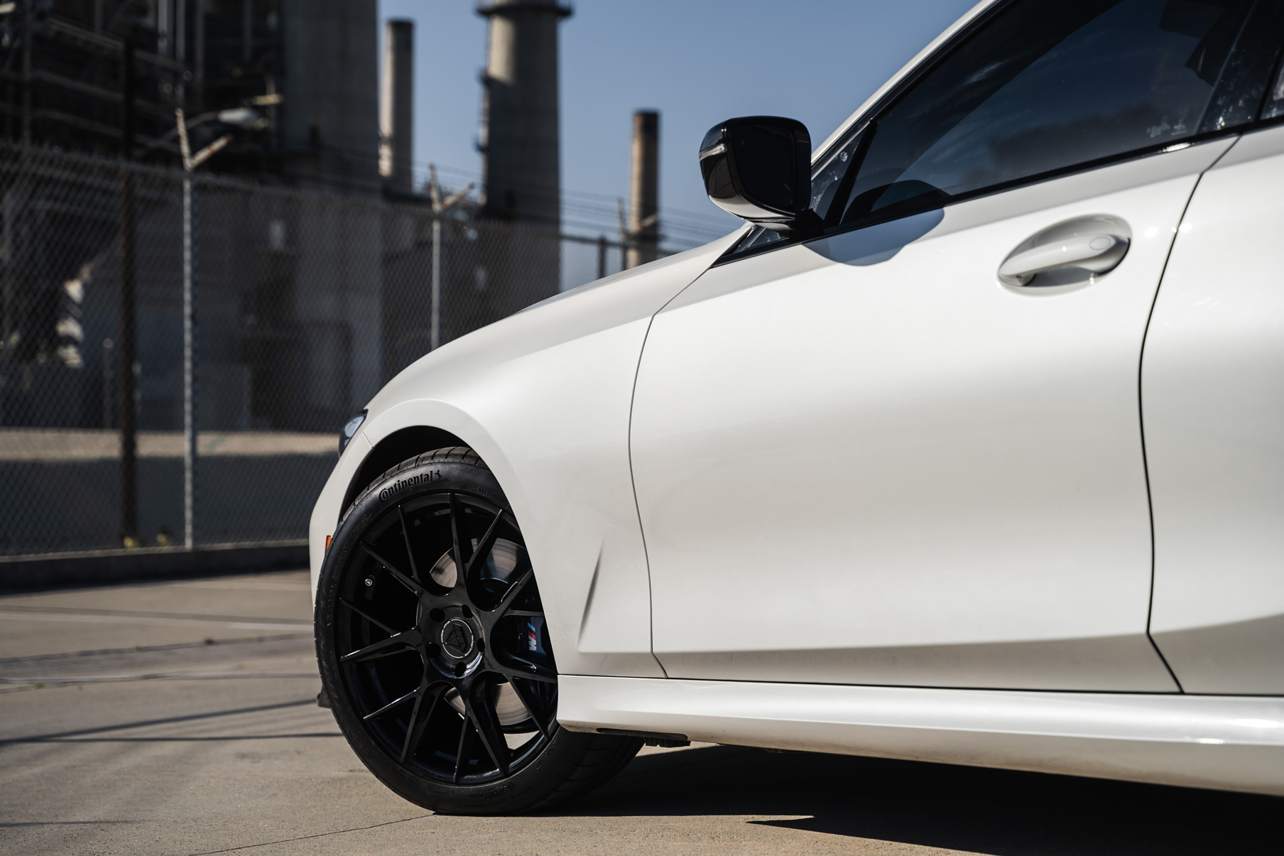 A 2021 BMW M340i on 20 Inch Blaque Diamond BD-F18 Gloss Black Wheels