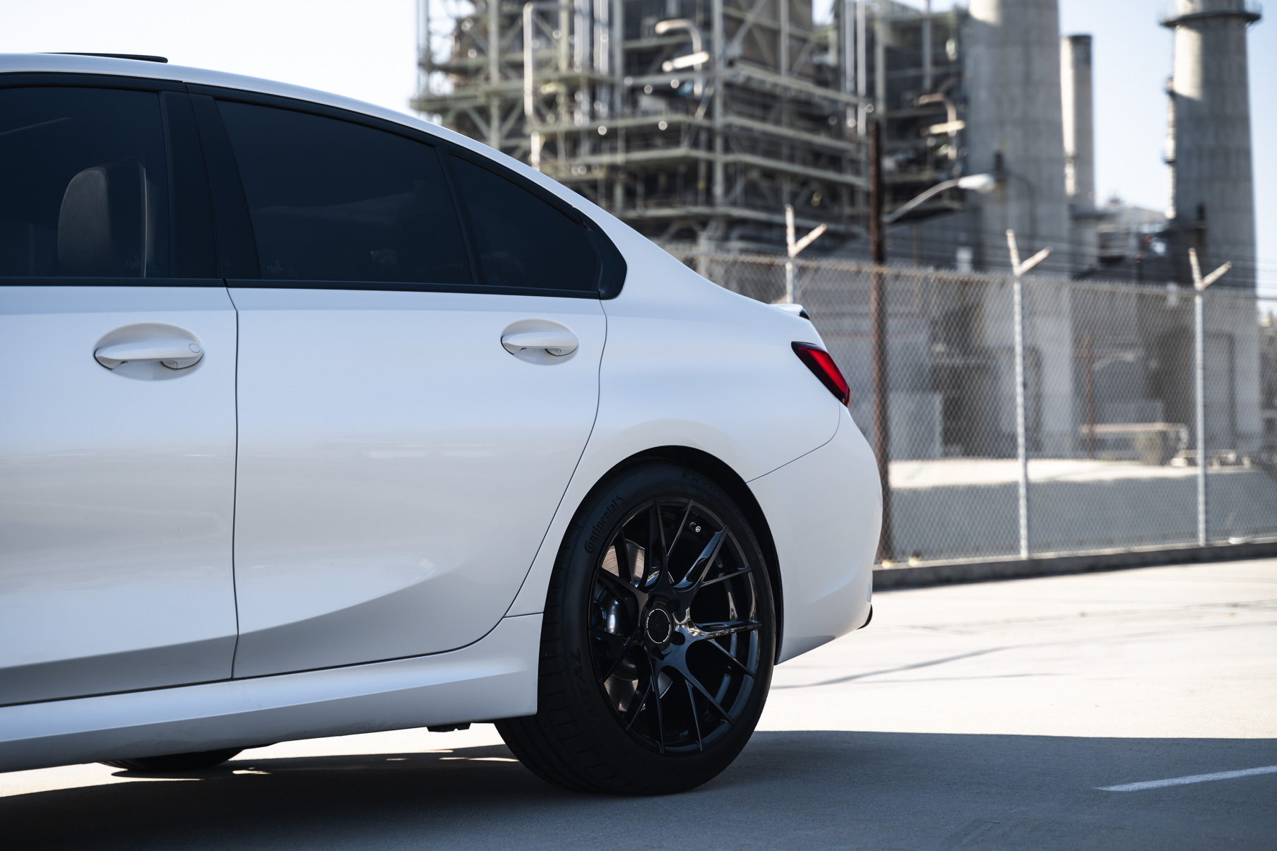 A 2021 BMW M340i on 20 Inch Blaque Diamond BD-F18 Gloss Black Wheels