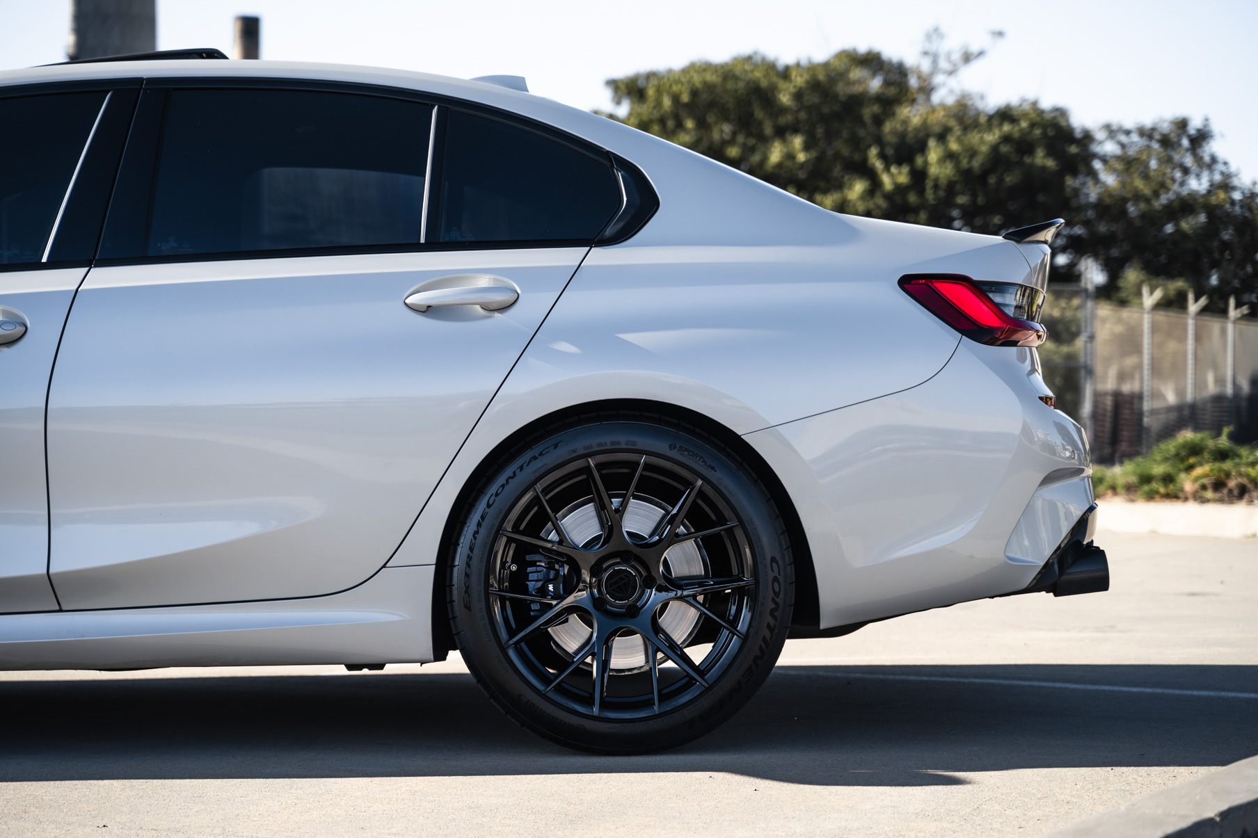 A 2021 BMW M340i on 20 Inch Blaque Diamond BD-F18 Gloss Black Wheels