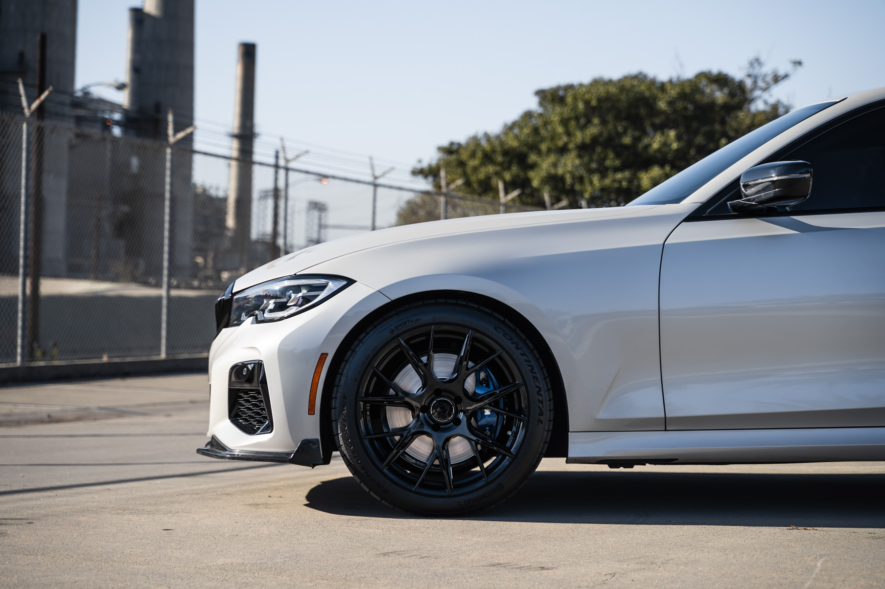 A 2021 BMW M340i on 20 Inch Blaque Diamond BD-F18 Gloss Black Wheels