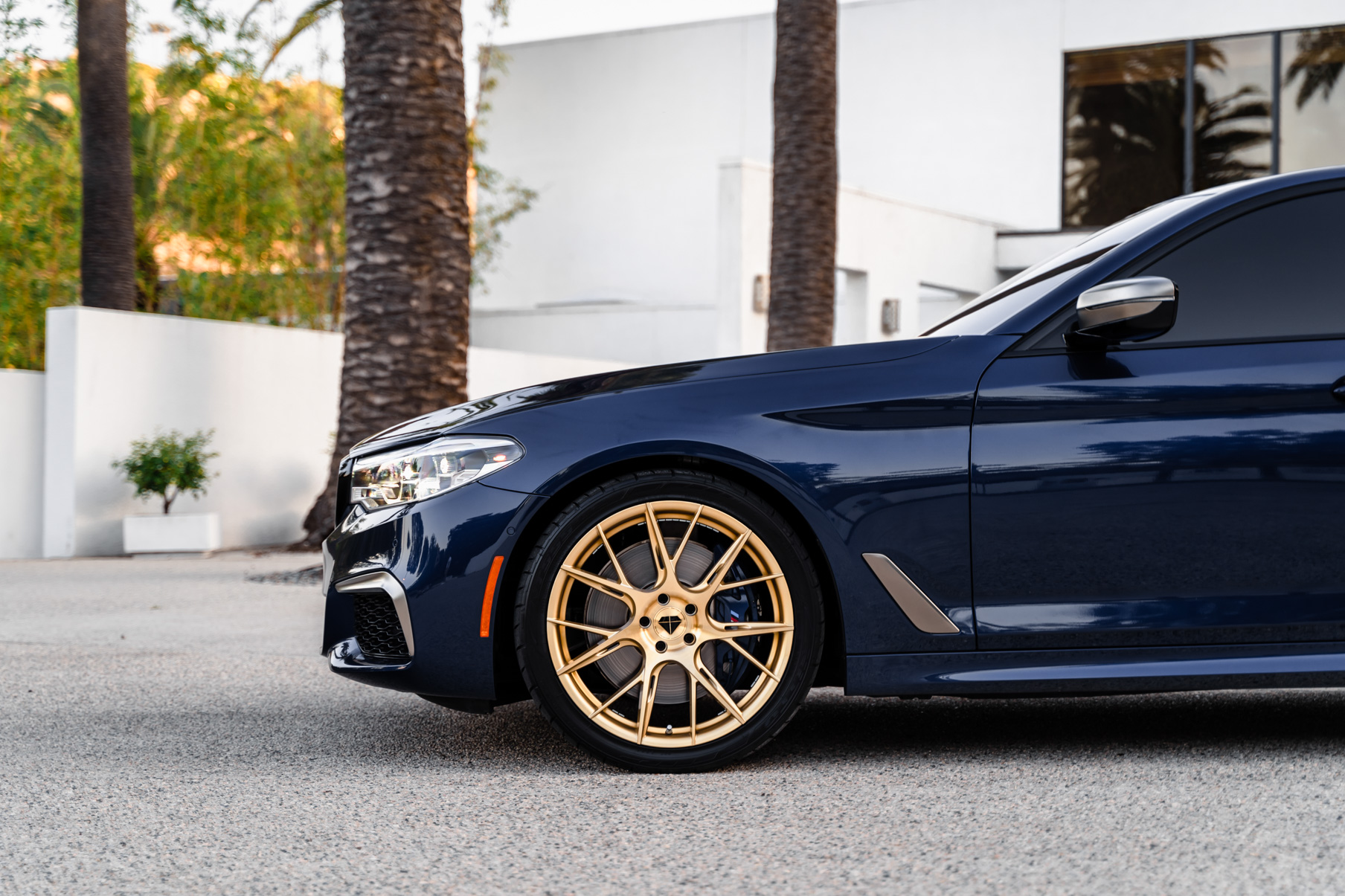 A 2020 BMW M550 on 20 Inch Blaque Diamond BD-F18 Transparent Brass Wheels