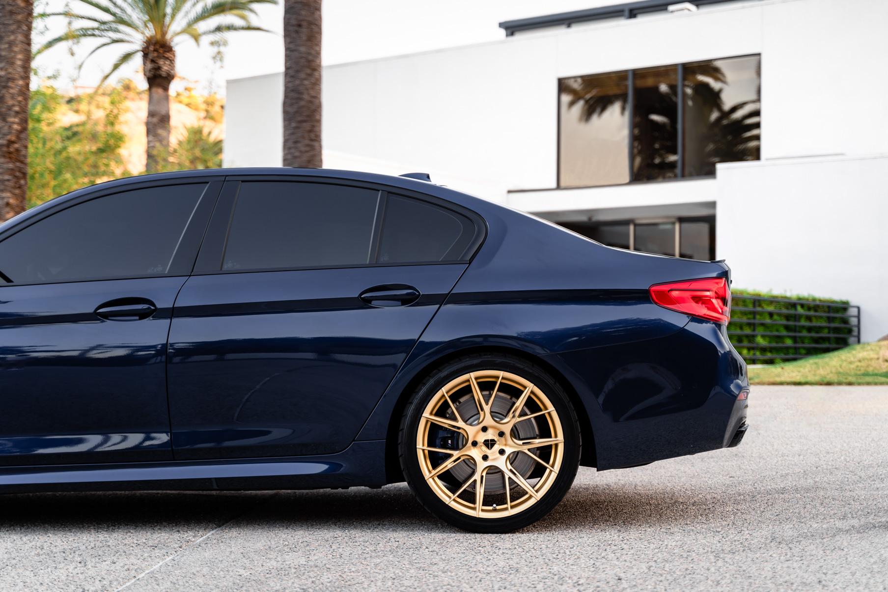 A 2020 BMW M550 on 20 Inch Blaque Diamond BD-F18 Transparent Brass Wheels