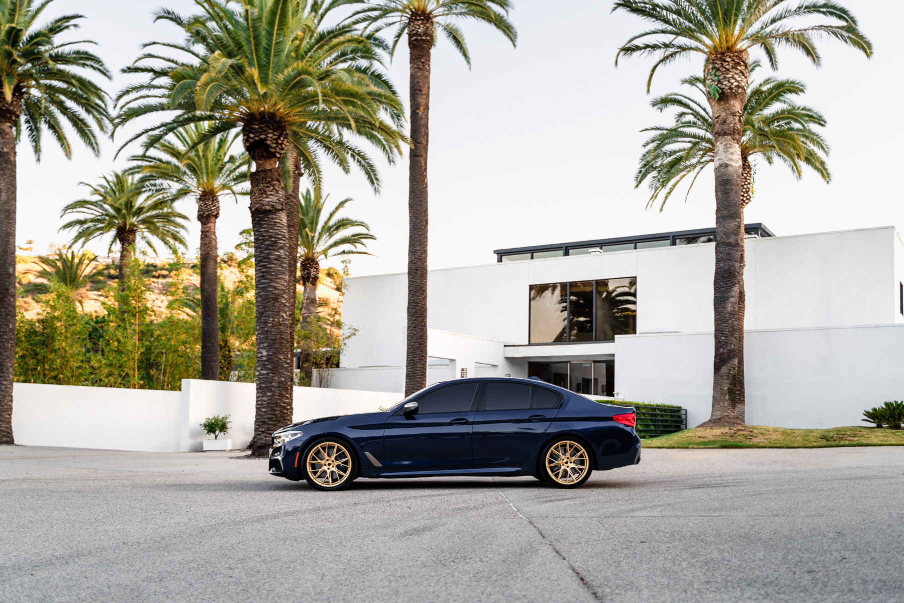 A 2020 BMW M550 on 20 Inch Blaque Diamond BD-F18 Transparent Brass Wheels