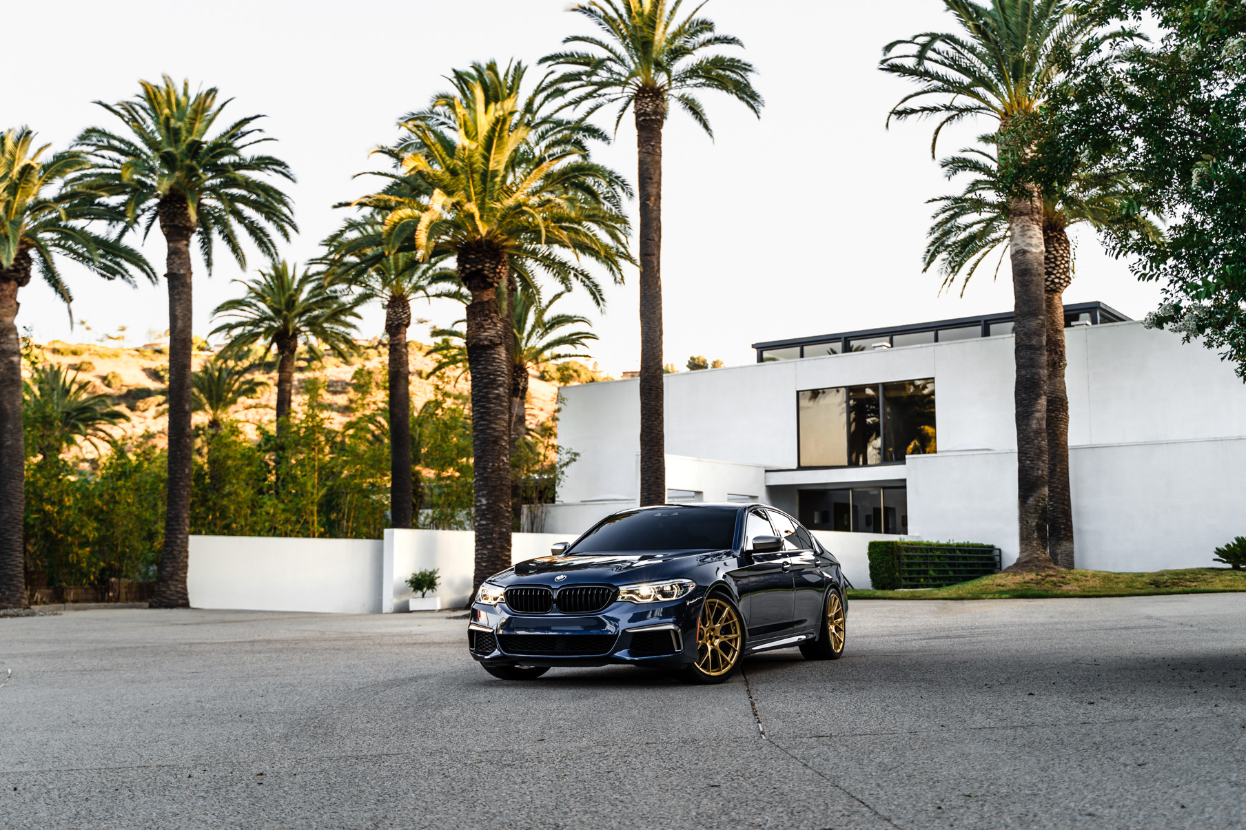 A 2020 BMW M550 on 20 Inch Blaque Diamond BD-F18 Transparent Brass Wheels
