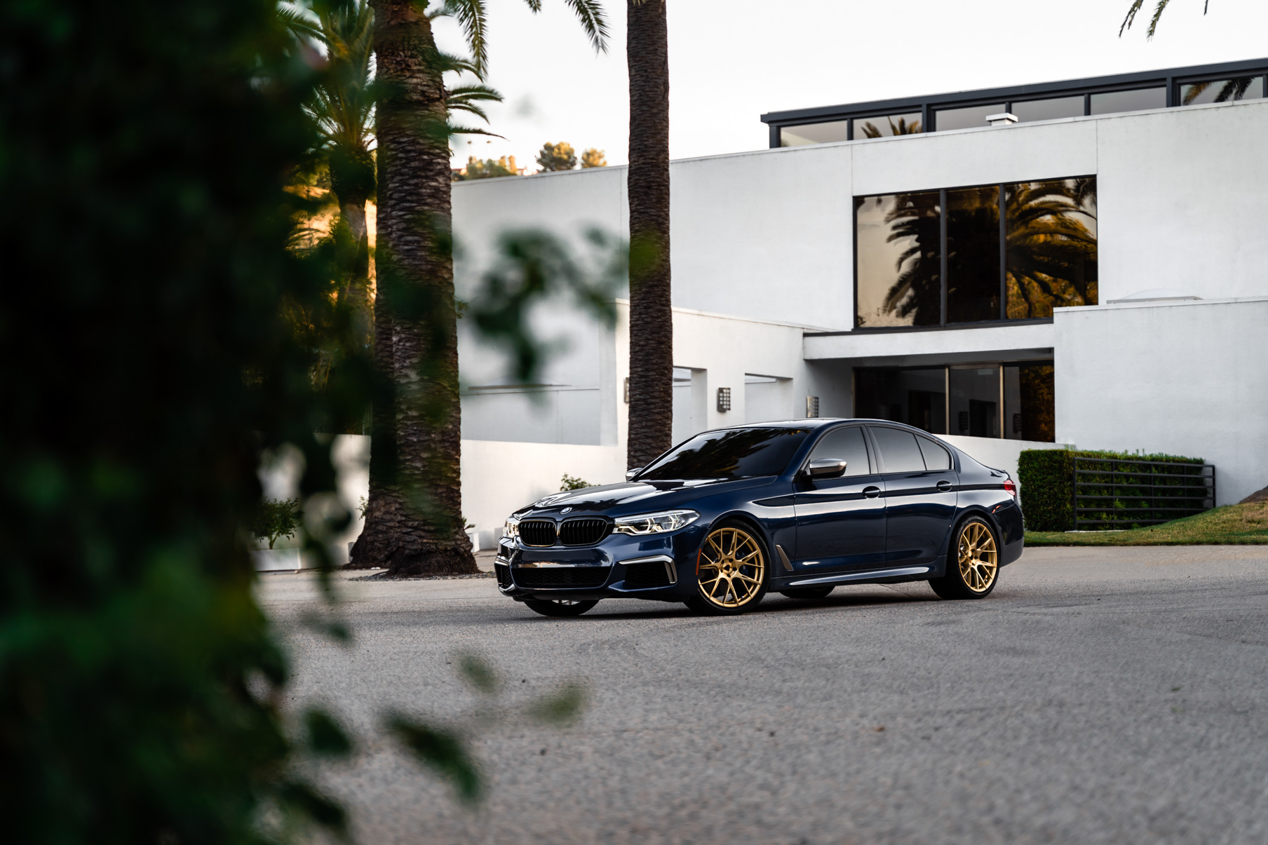 A 2020 BMW M550 on 20 Inch Blaque Diamond BD-F18 Transparent Brass Wheels