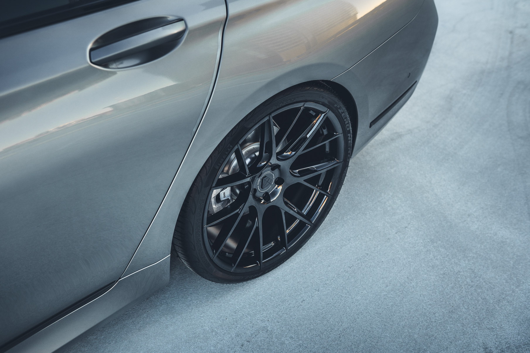 A 2020 BMW 750i on 20 Inch Blaque Diamond BD-F18 Gloss Black Wheels