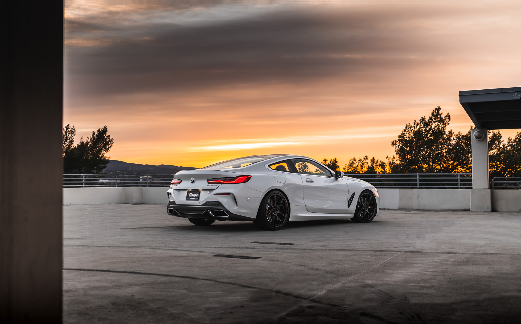 A 2019 BMW M850i on 20 Inch Blaque Diamond BD-F18 Gloss Black Wheels