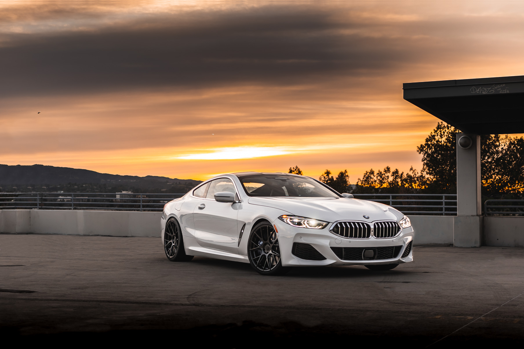 A 2019 BMW M850i on 20 Inch Blaque Diamond BD-F18 Gloss Black Wheels