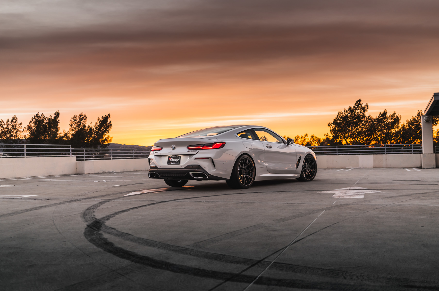 A 2019 BMW M850i on 20 Inch Blaque Diamond BD-F18 Gloss Black Wheels
