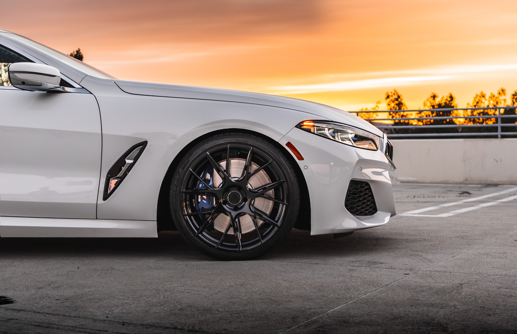 A 2019 BMW M850i on 20 Inch Blaque Diamond BD-F18 Gloss Black Wheels