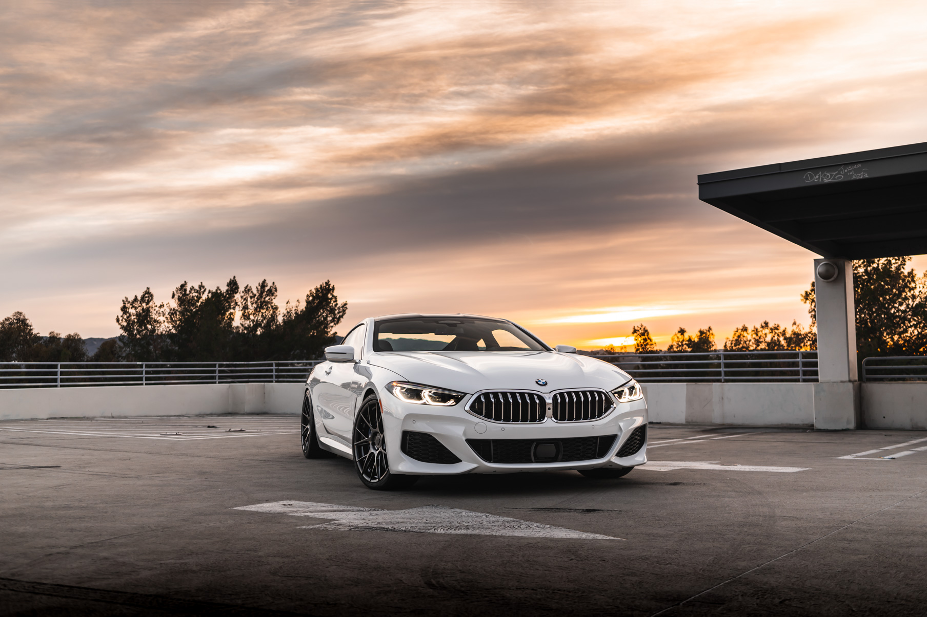 A 2019 BMW M850i on 20 Inch Blaque Diamond BD-F18 Gloss Black Wheels
