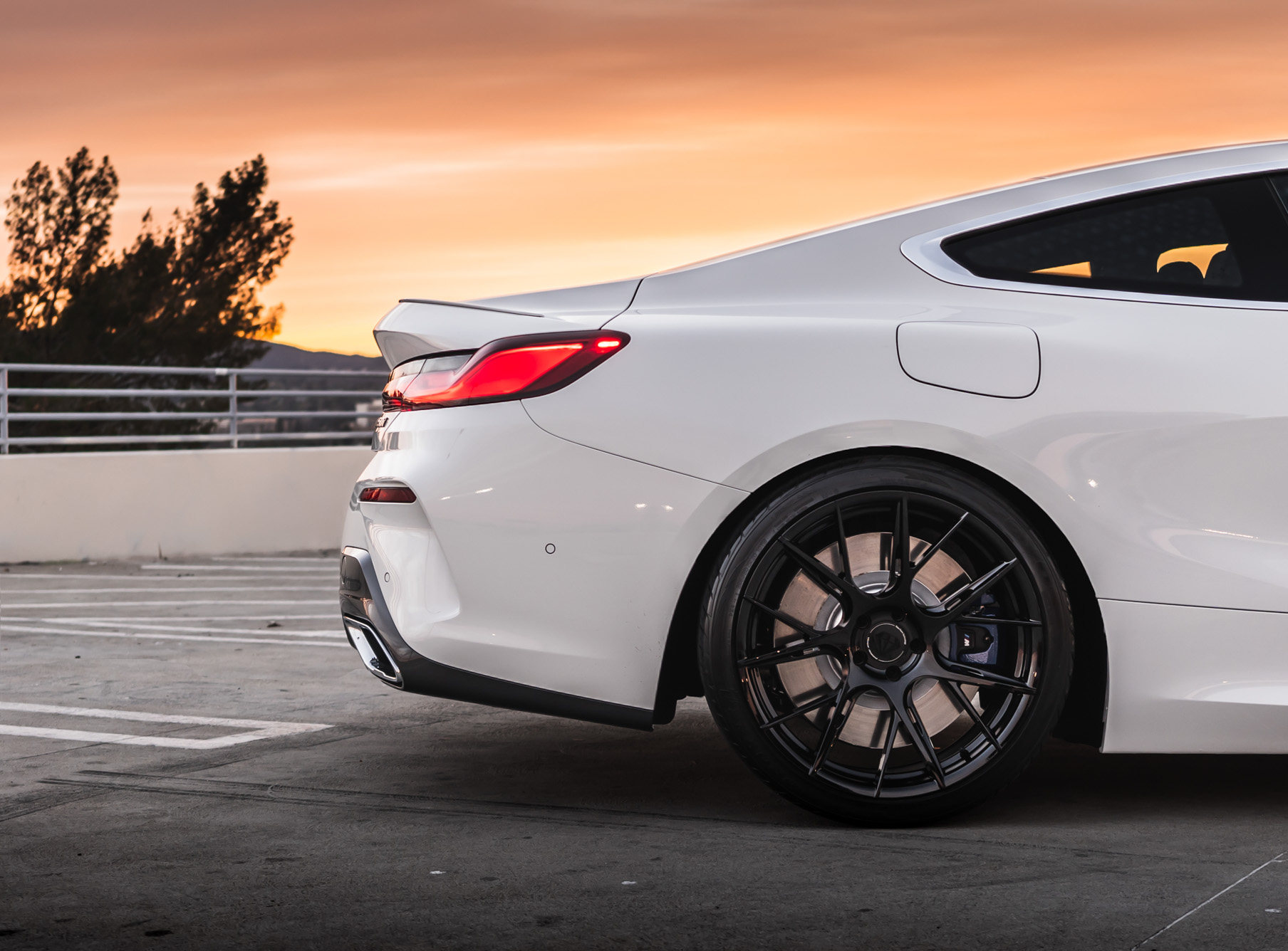 A 2019 BMW M850i on 20 Inch Blaque Diamond BD-F18 Gloss Black Wheels