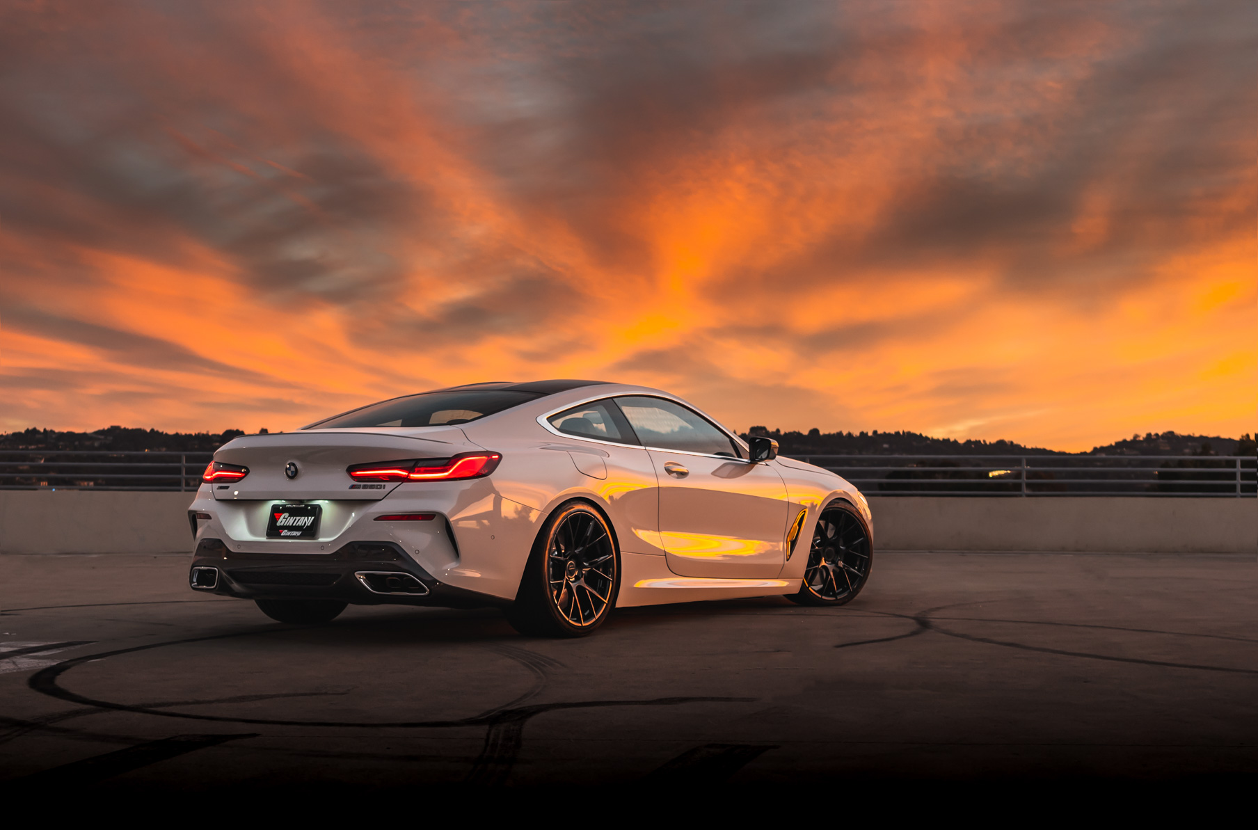 A 2019 BMW M850i on 20 Inch Blaque Diamond BD-F18 Gloss Black Wheels