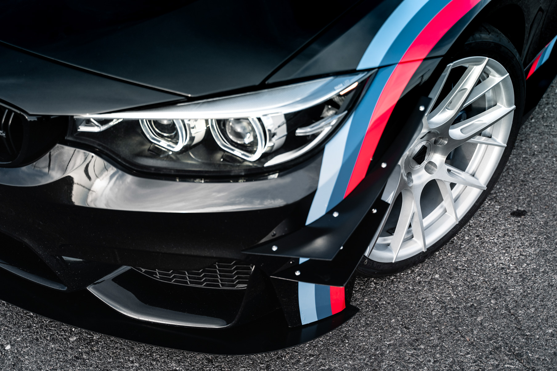 A 2018 BMW M4 Competition on 19 Inch Blaque Diamond BD-F18 Brushed Silver Wheels