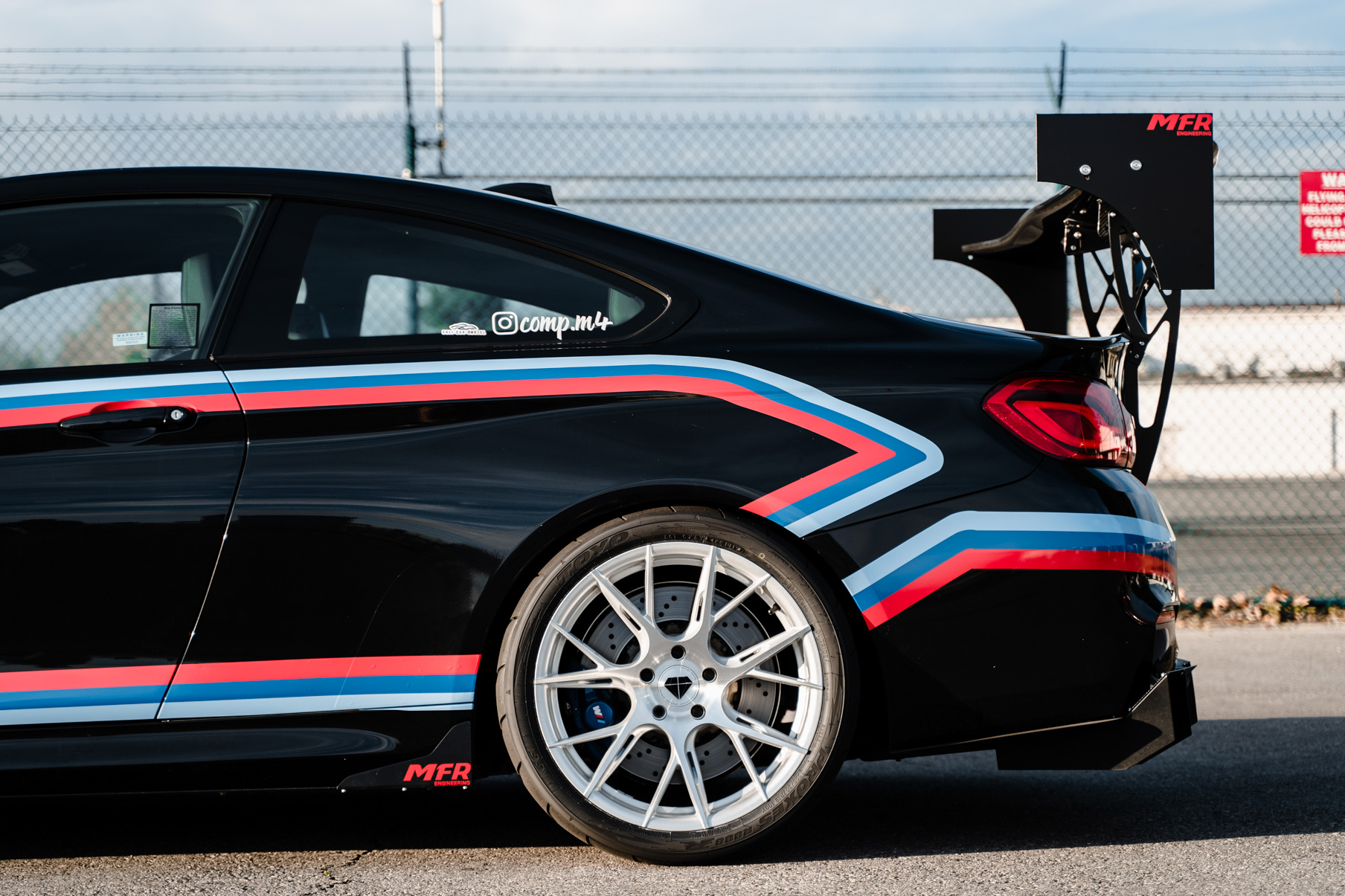 A 2018 BMW M4 Competition on 19 Inch Blaque Diamond BD-F18 Brushed Silver Wheels