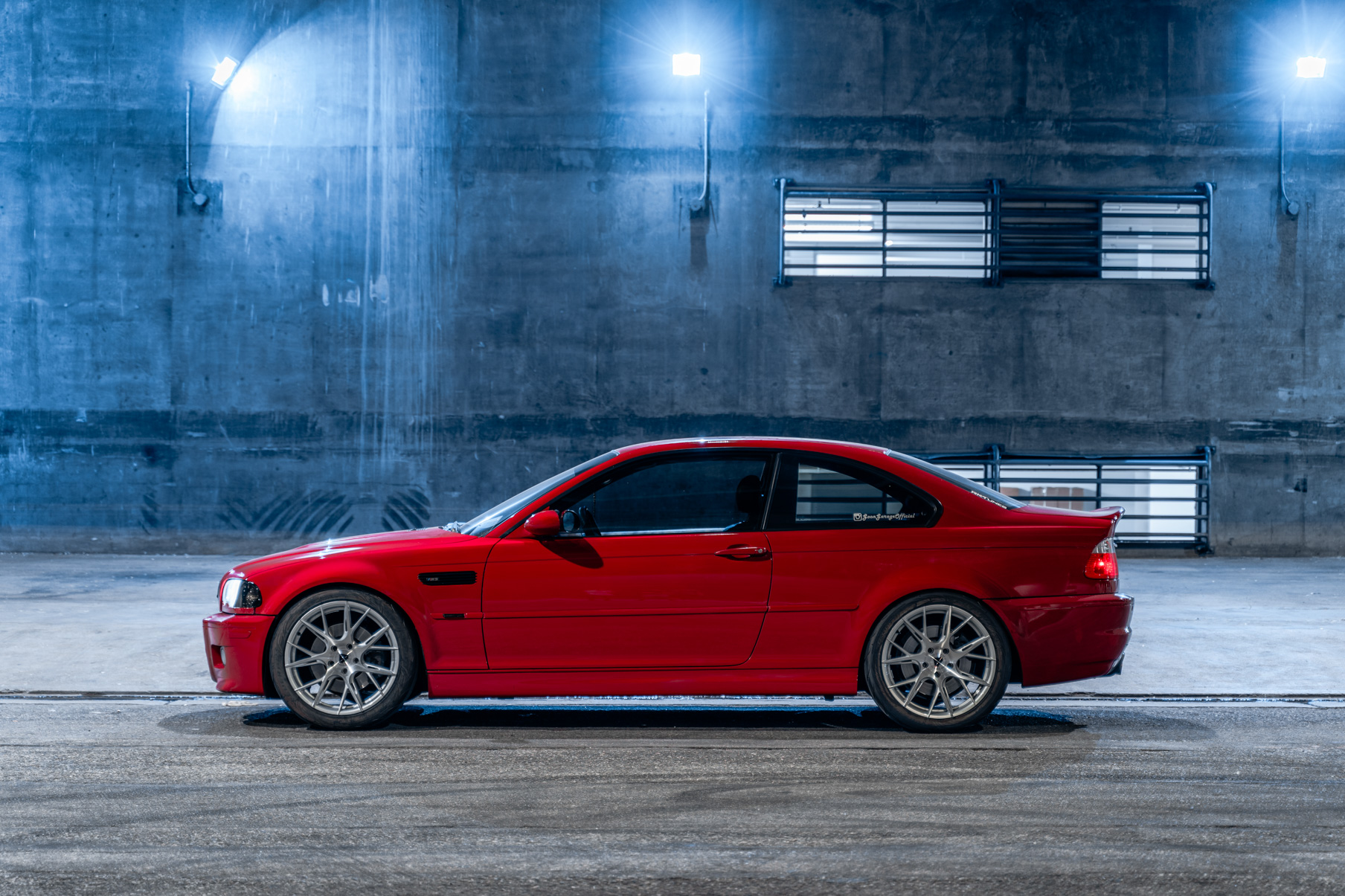 A 2004 BMW M3 E46 on 20 Inch Blaque Diamond BD-F18 Brushed Silver Wheels