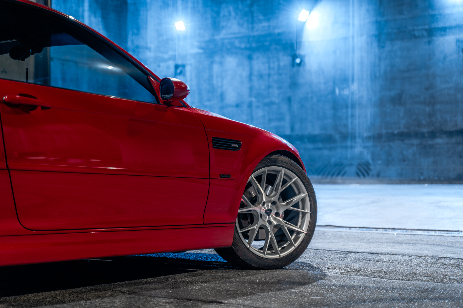 A 2004 BMW M3 E46 on 20 Inch Blaque Diamond BD-F18 Brushed Silver Wheels