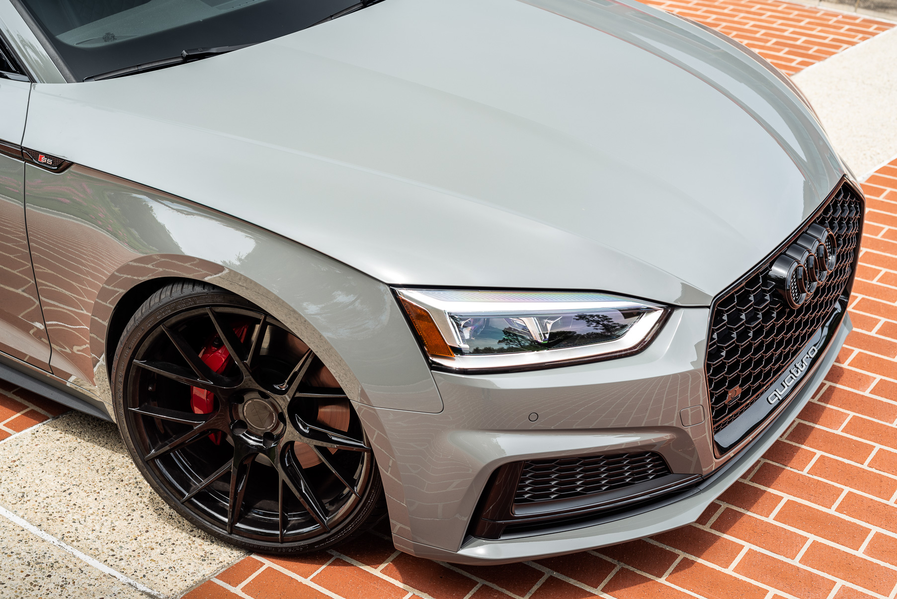A 2018 Audi S5 Nardo on 20 Inch Blaque Diamond BD-F18 Gloss Black Wheels