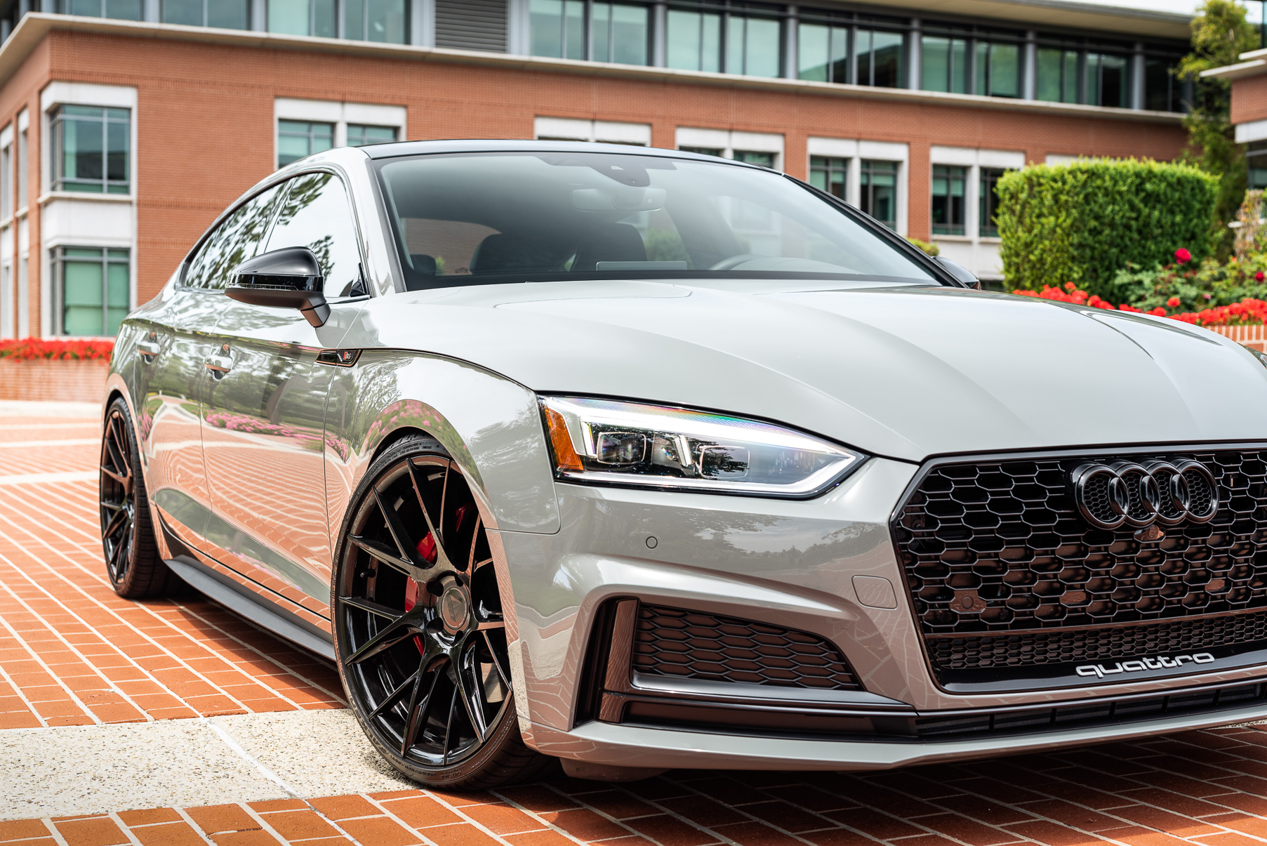 A 2018 Audi S5 Nardo on 20 Inch Blaque Diamond BD-F18 Gloss Black Wheels
