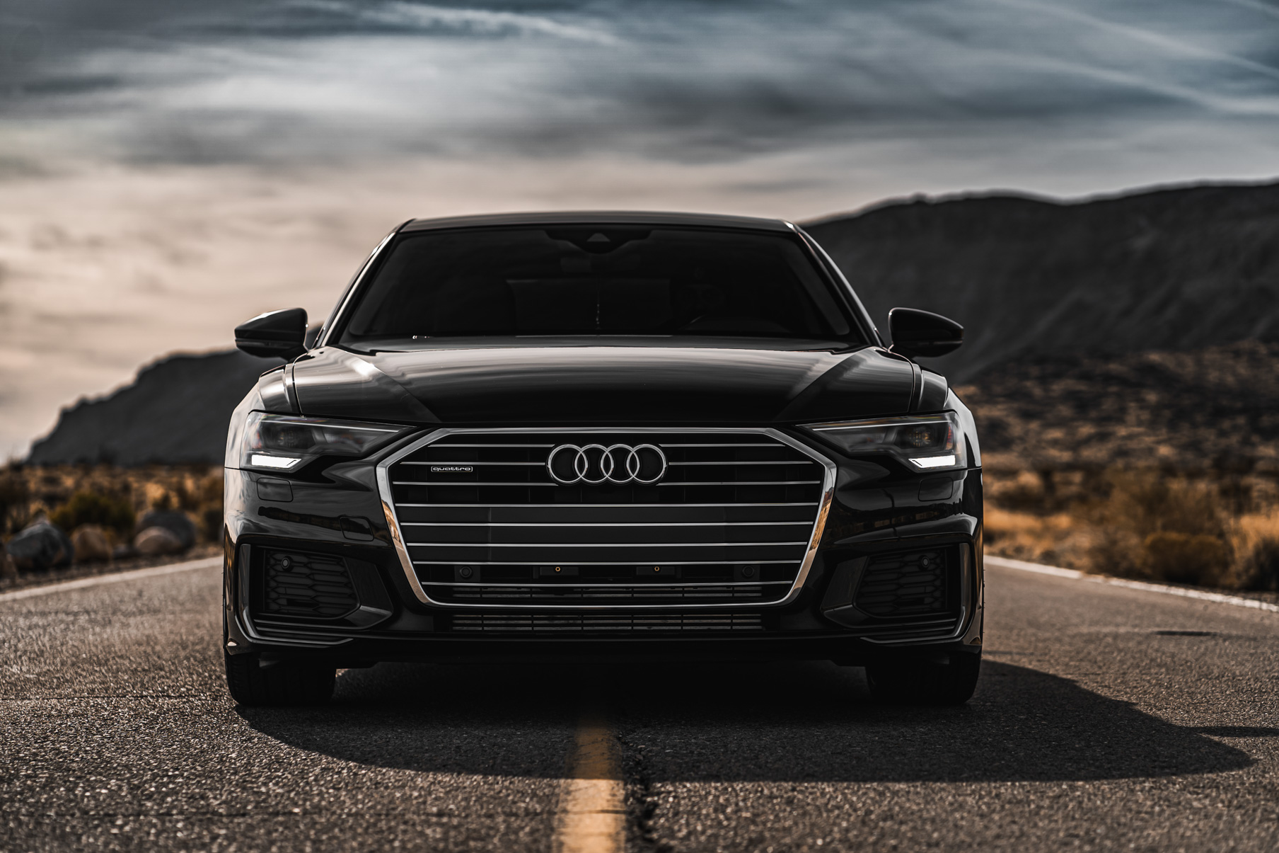 A 2019 Audi A6 on 20 Inch Blaque Diamond BD-F18 Gloss Black Wheels