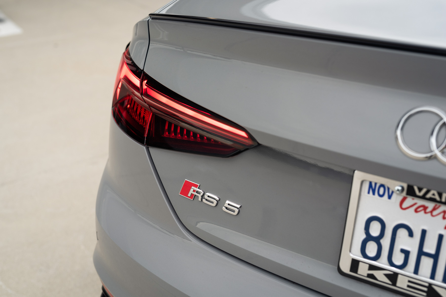 A 2018 Audi RS5 on 20 Inch Blaque Diamond BD-F18 Brushed Silver Wheels