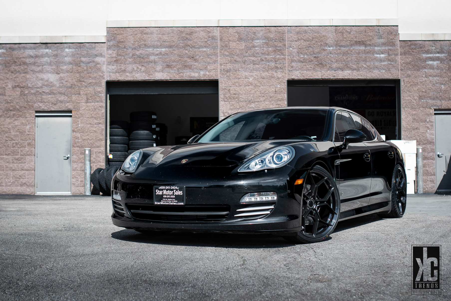 A 2016 Porsche Panamera 4S on 20 Inch Blaque Diamond BD-F25 Gloss Black Wheels