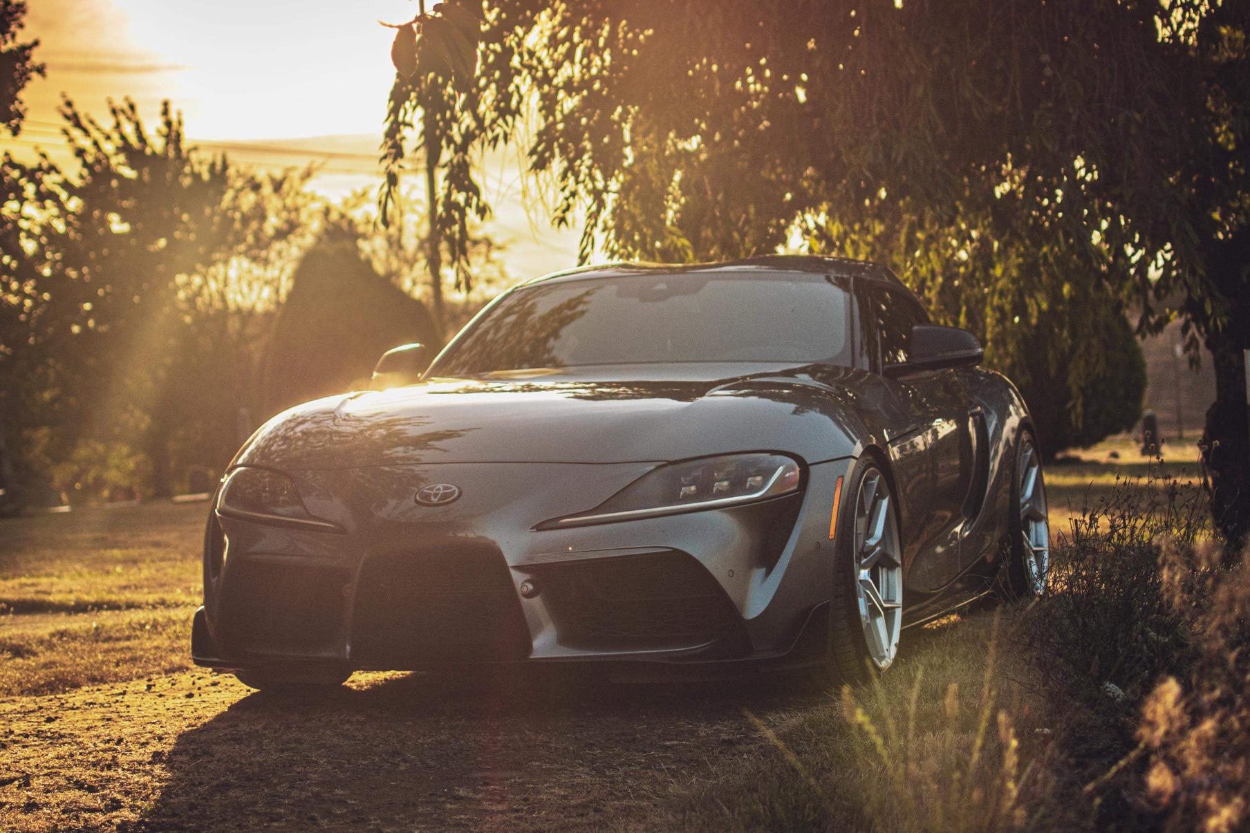 A 2020 Toyota Supra on 20 Inch Blaque Diamond BD-F25 Brushed Silver Wheels