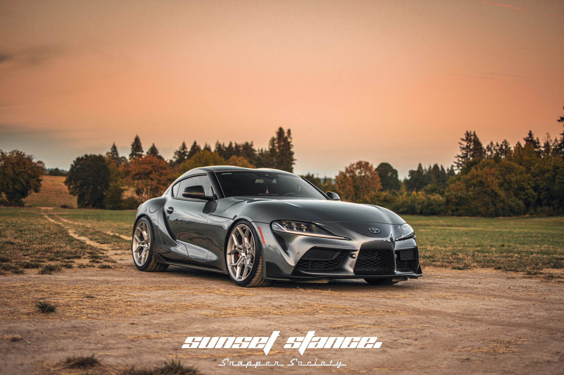 A 2020 Toyota Supra on 20 Inch Blaque Diamond BD-F25 Brushed Silver Wheels