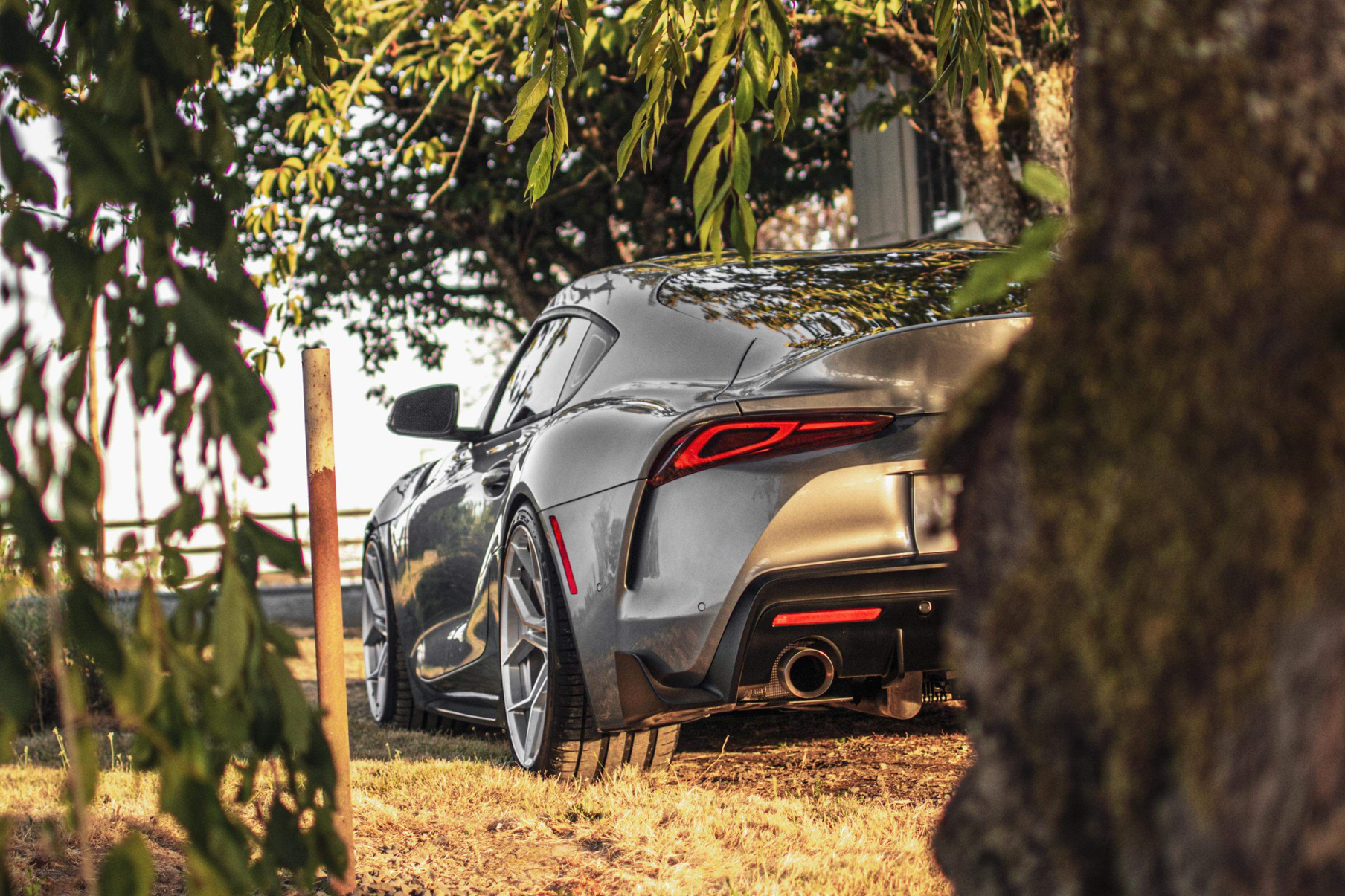 A 2020 Toyota Supra on 20 Inch Blaque Diamond BD-F25 Brushed Silver Wheels